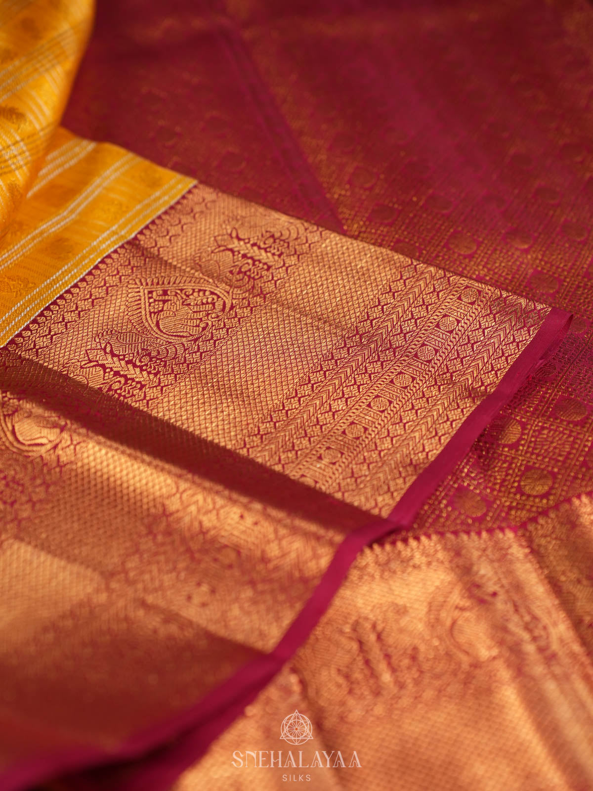 Mango Yellow Kanjivaram Silk Saree