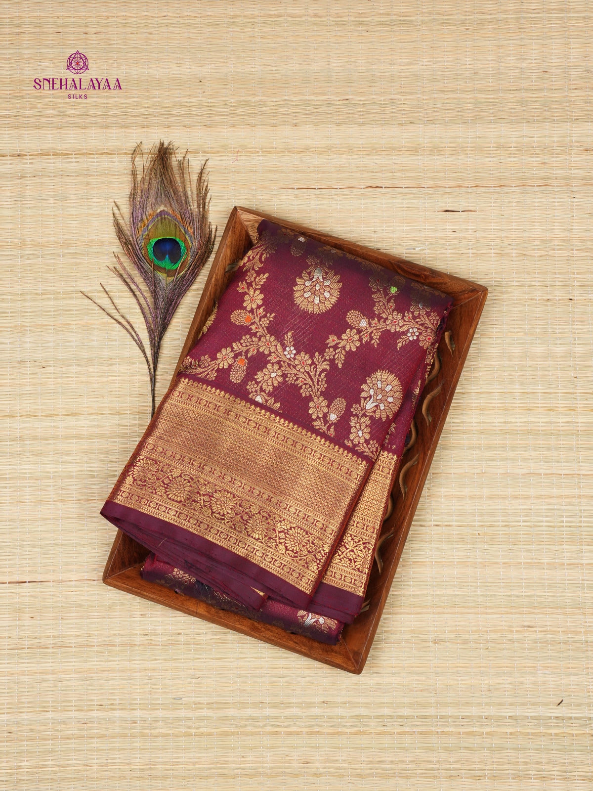 Burgundy Kanjivaram Silk Saree