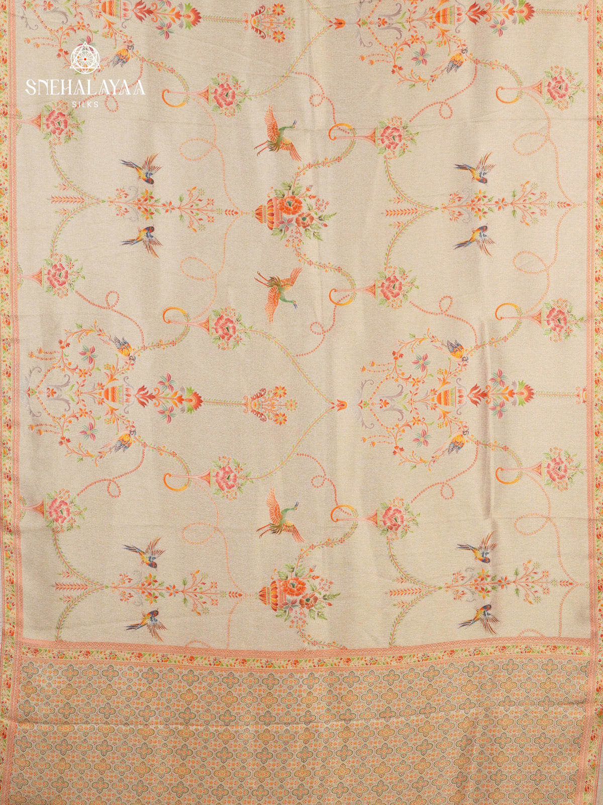 Cream Tissue Tussar Saree