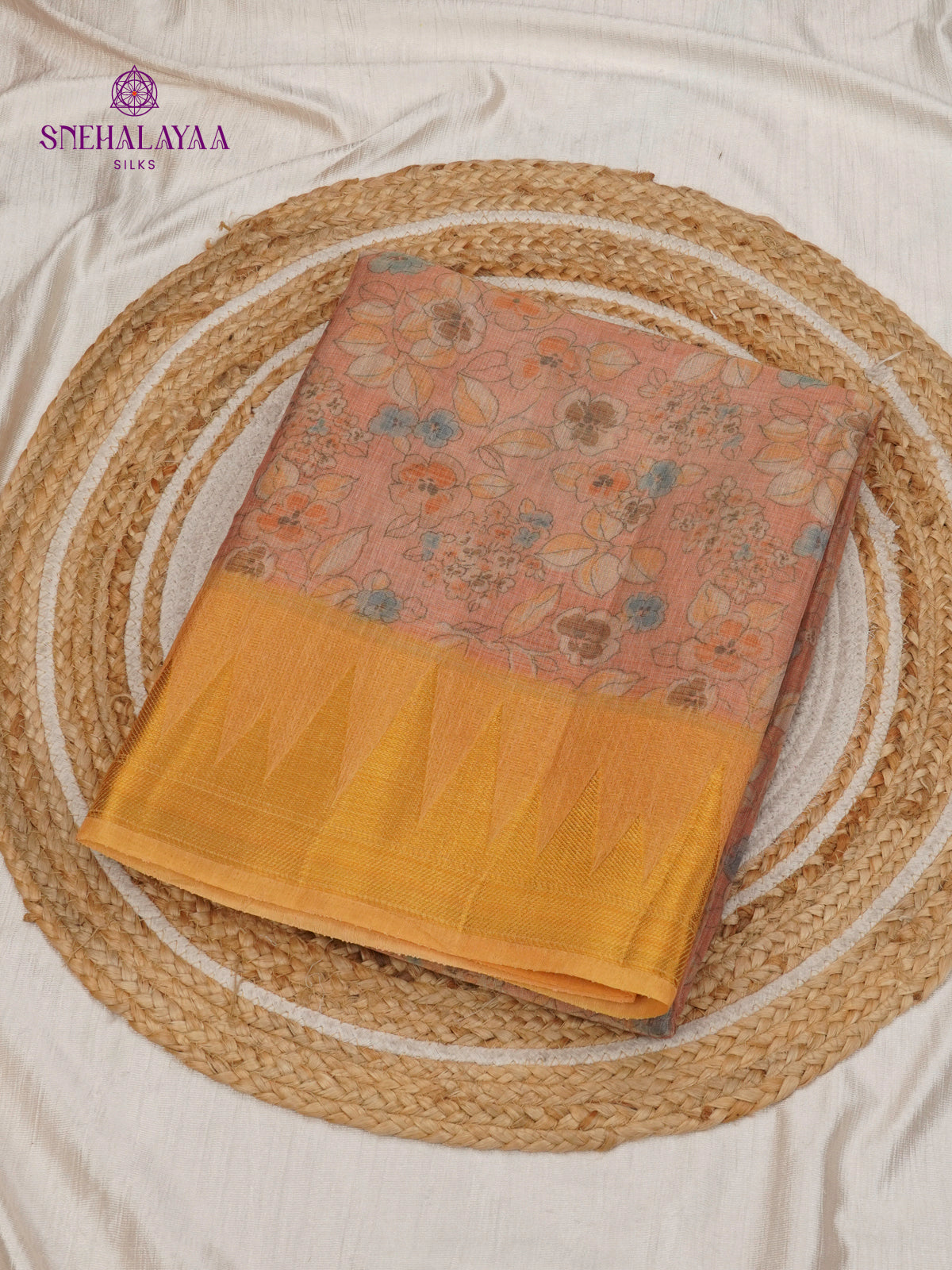 Peach Linen Tissue Saree