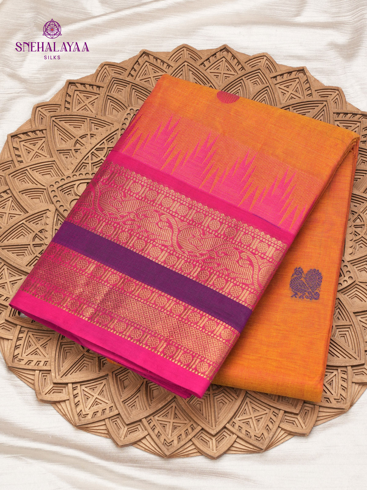 Orange Kanchi Cotton Saree