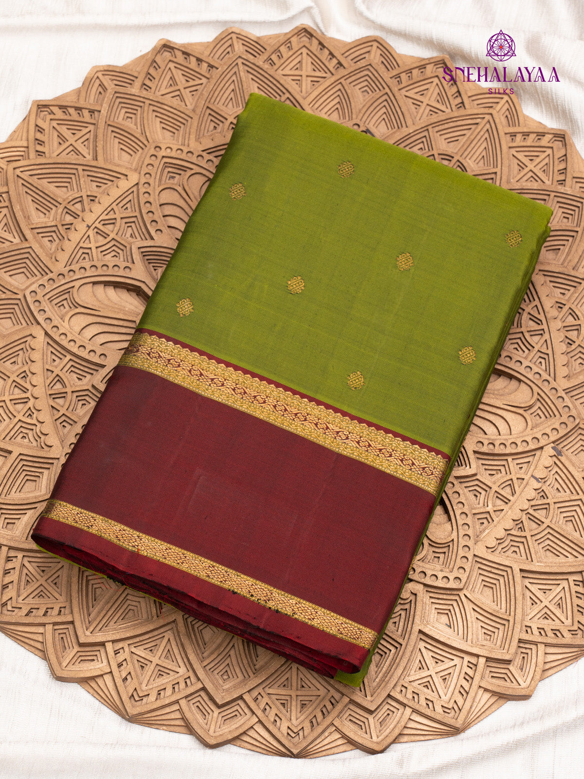 Olive Green Korvai Kanjivaram Silk Saree