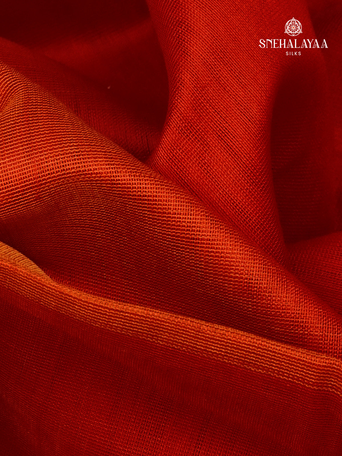 Rust Orange Maheshwari Silk Cotton Saree