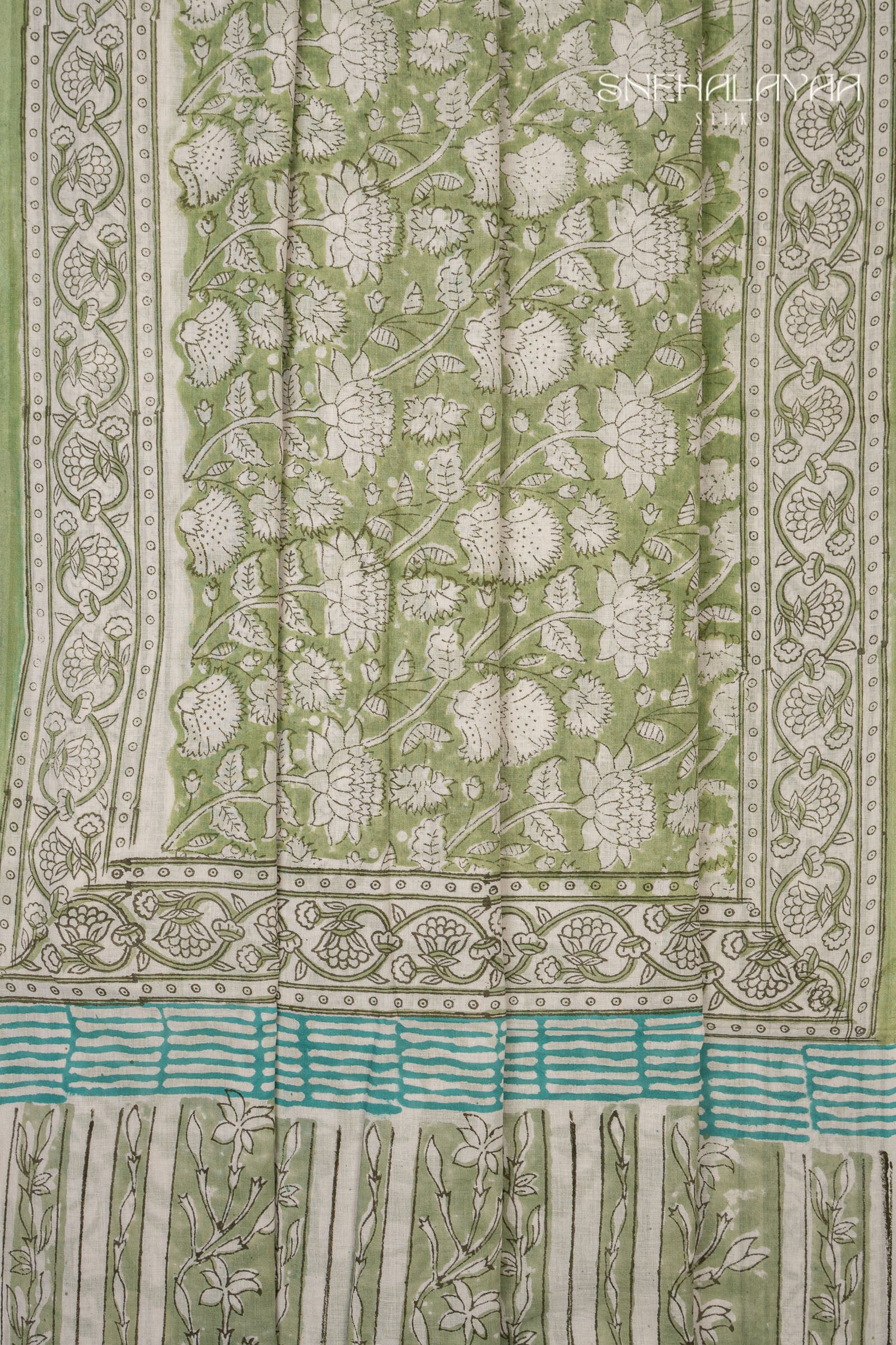 Olive Green Jaipur Cotton Saree