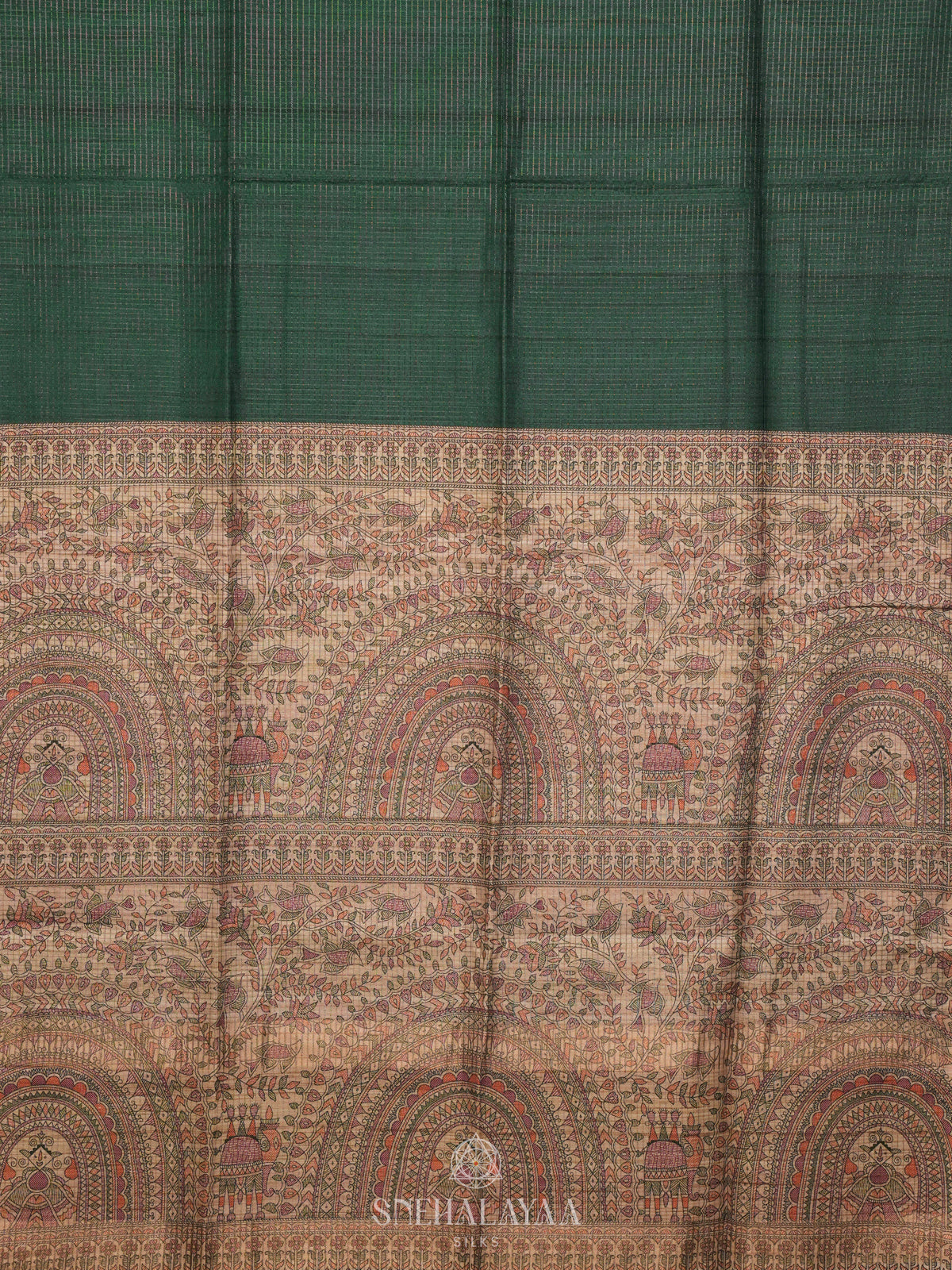 Forest Green Tussar Saree