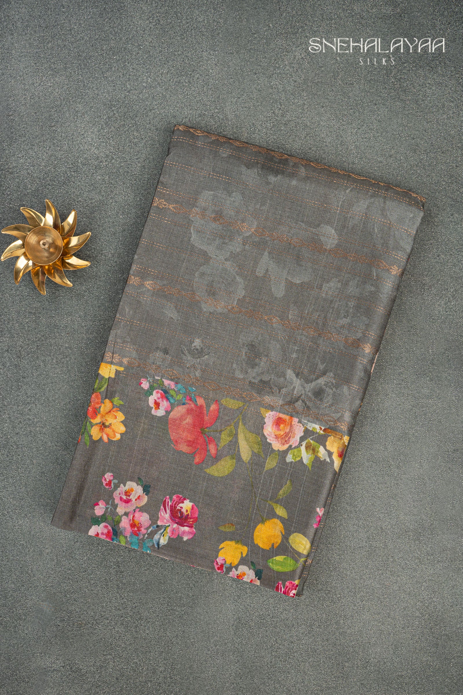 Pebble Grey Tussar Saree