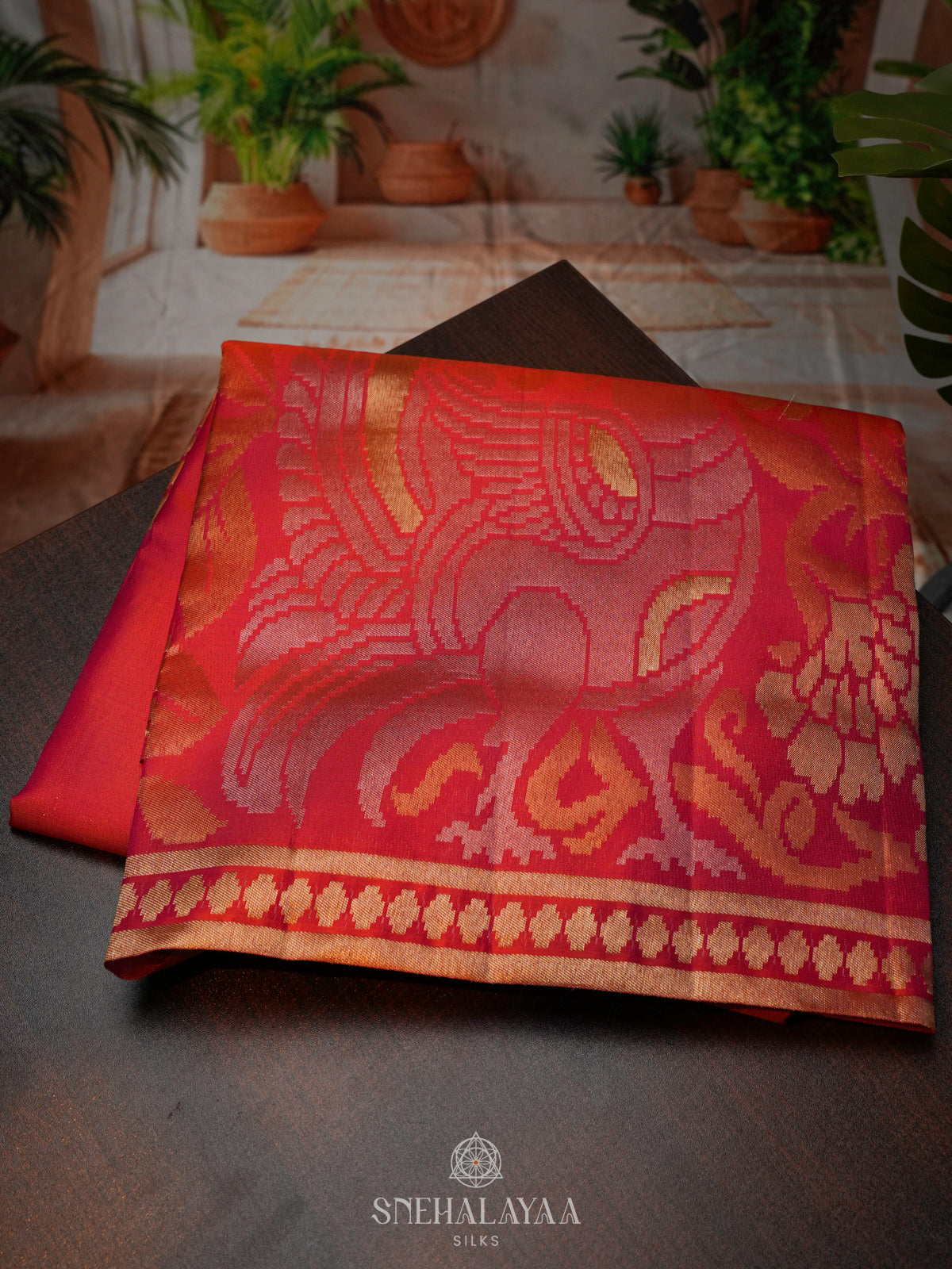 Ruby Red Kanjivaram Silk Saree
