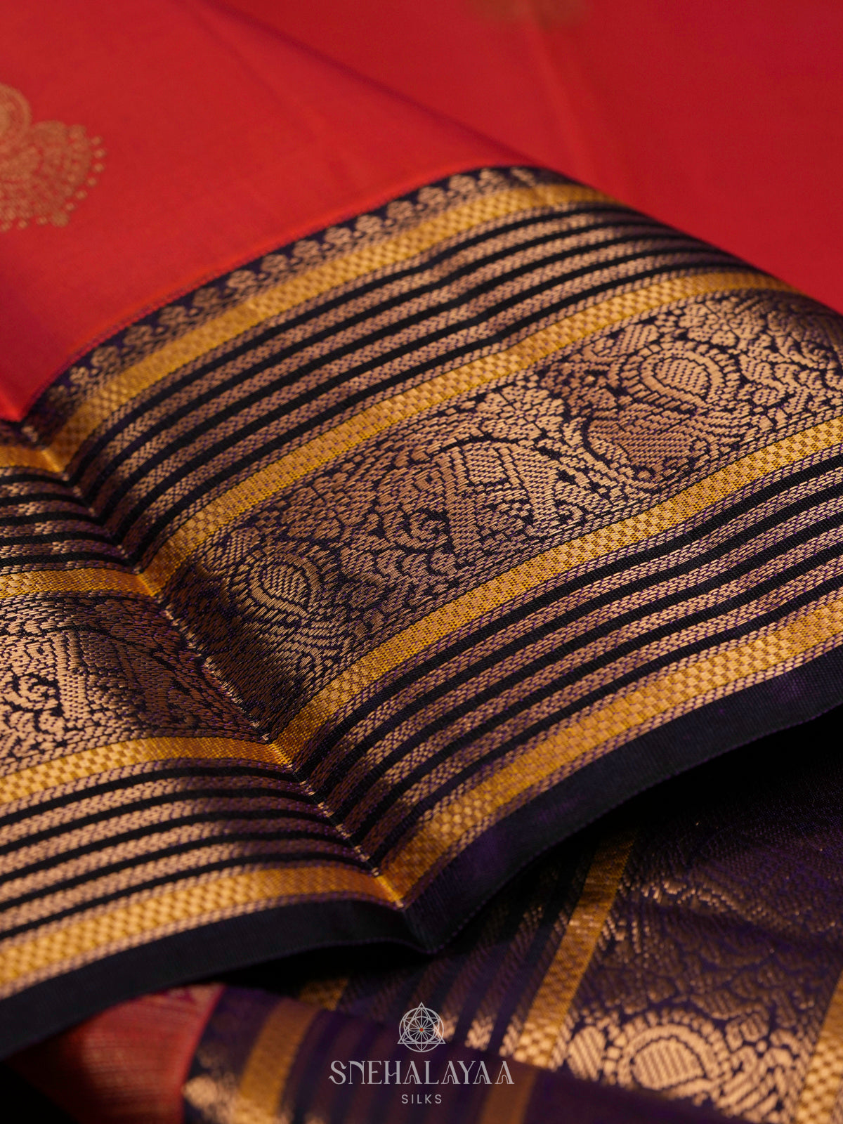 Rust Orange Kanjivaram Silk Saree