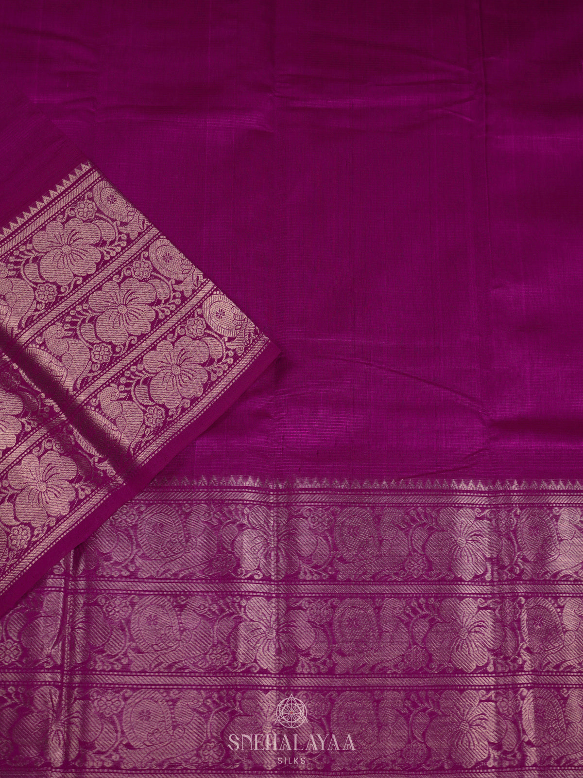 Magenta Mangalagiri Silk Cotton Saree