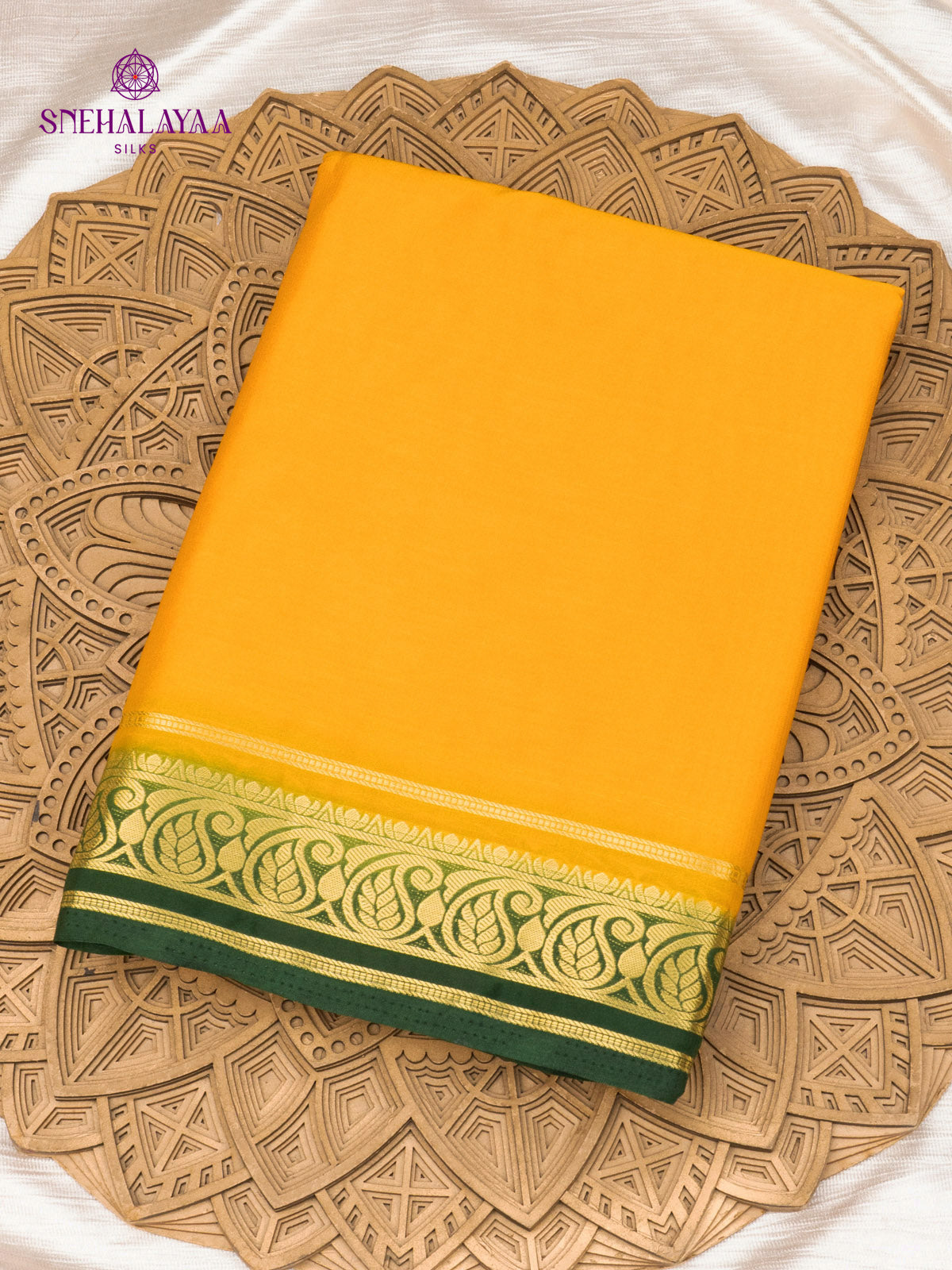 Mustard Yellow Mysore Silk Saree
