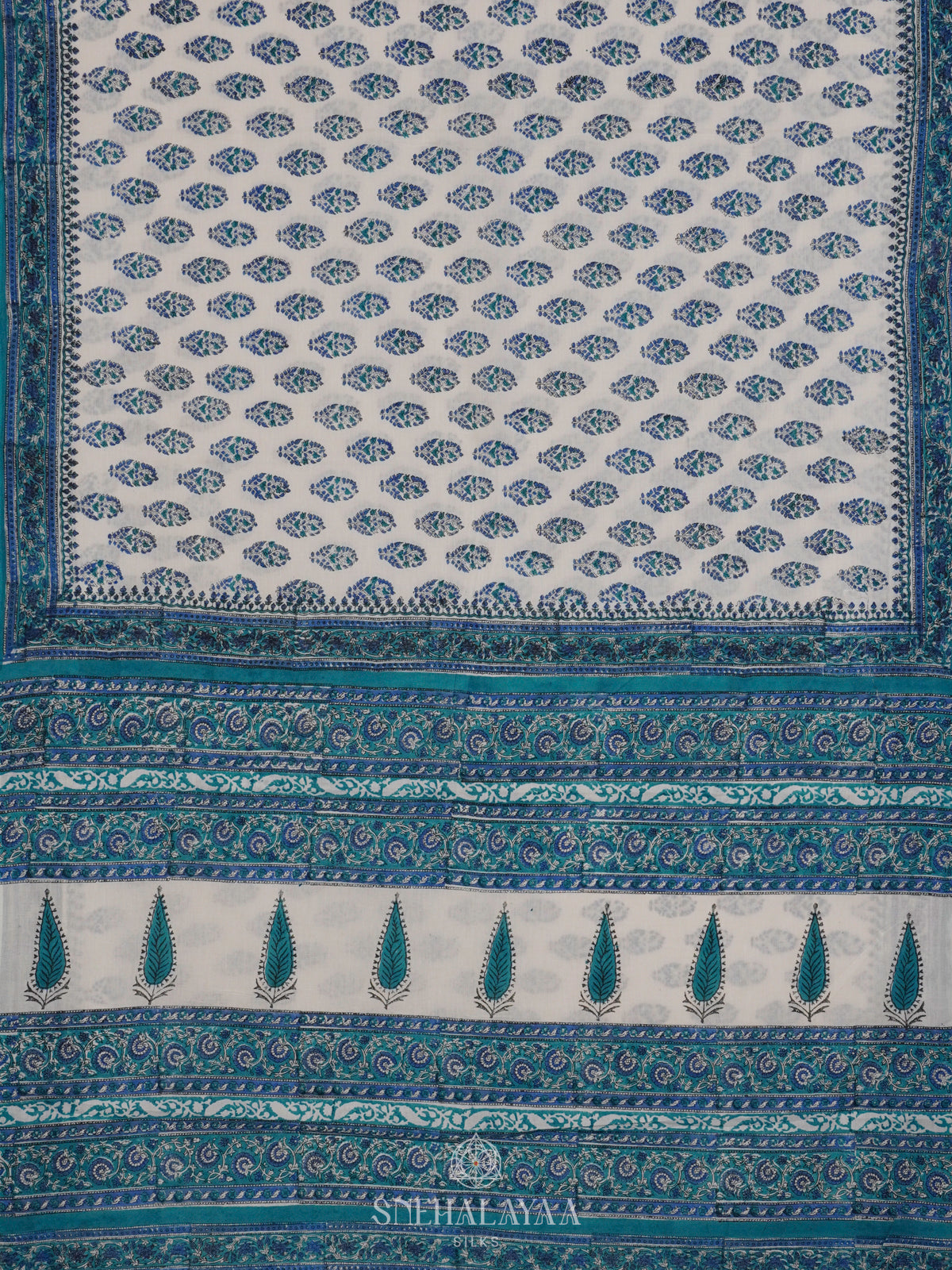 White Jaipur Cotton Saree