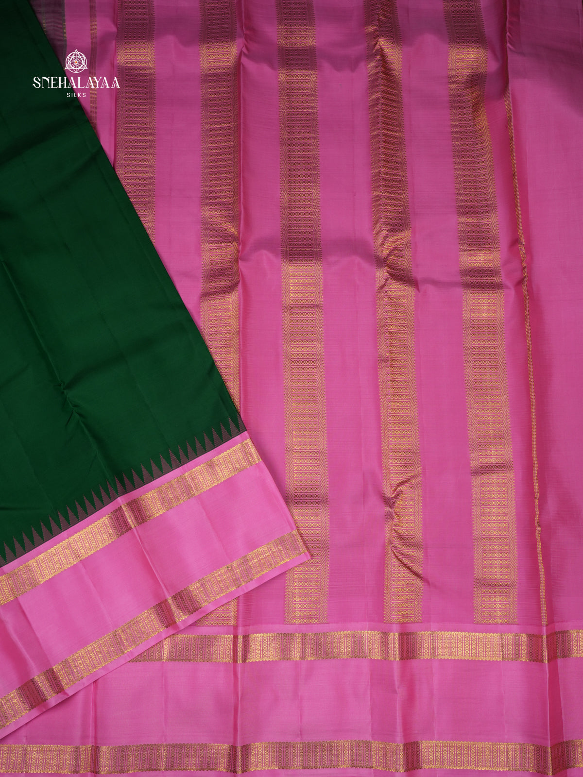 Bottle Green Kanjivaram Silk Saree