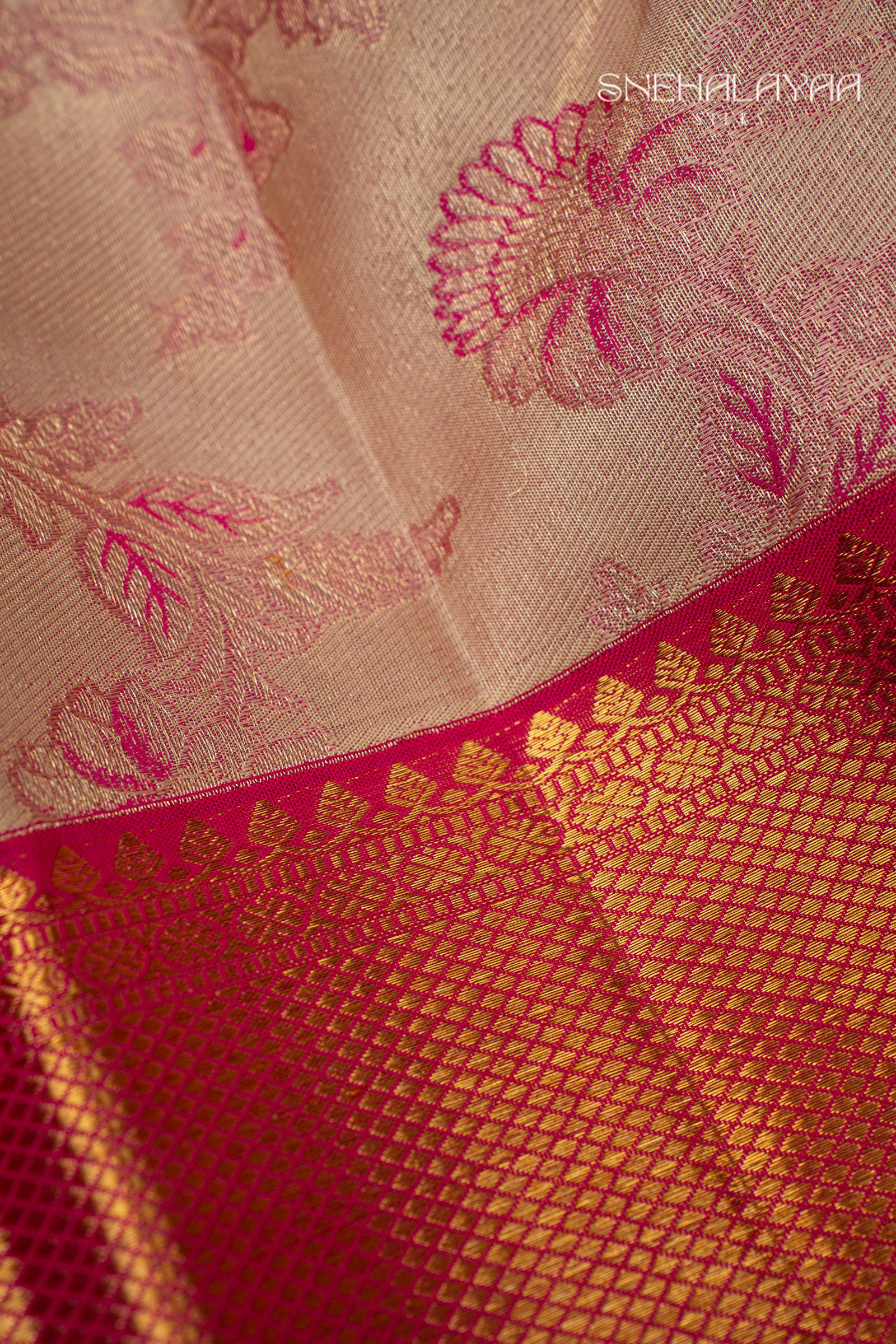 Beige Kancheevaram Silk Saree
