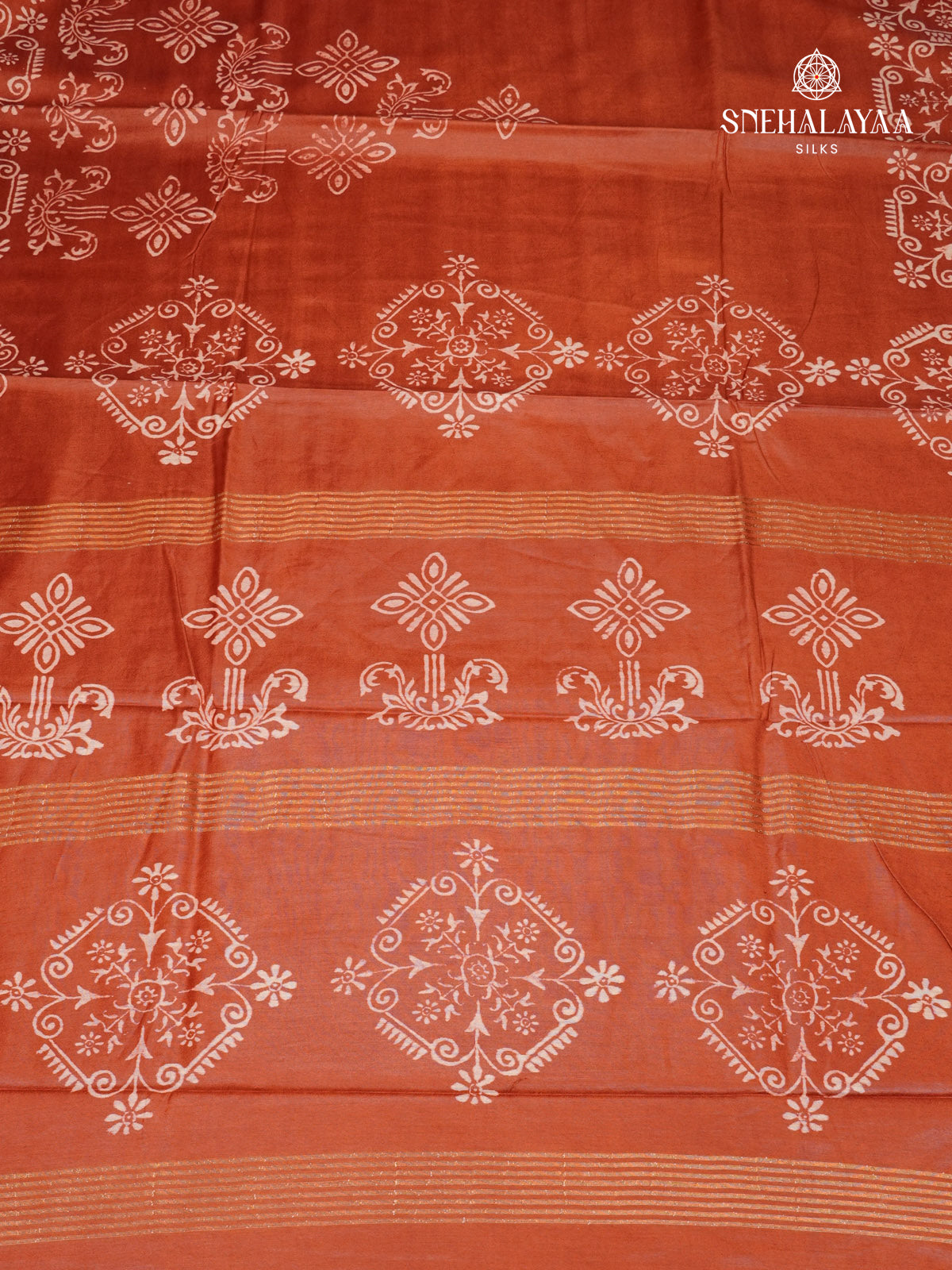 Rust Orange Chanderi Saree