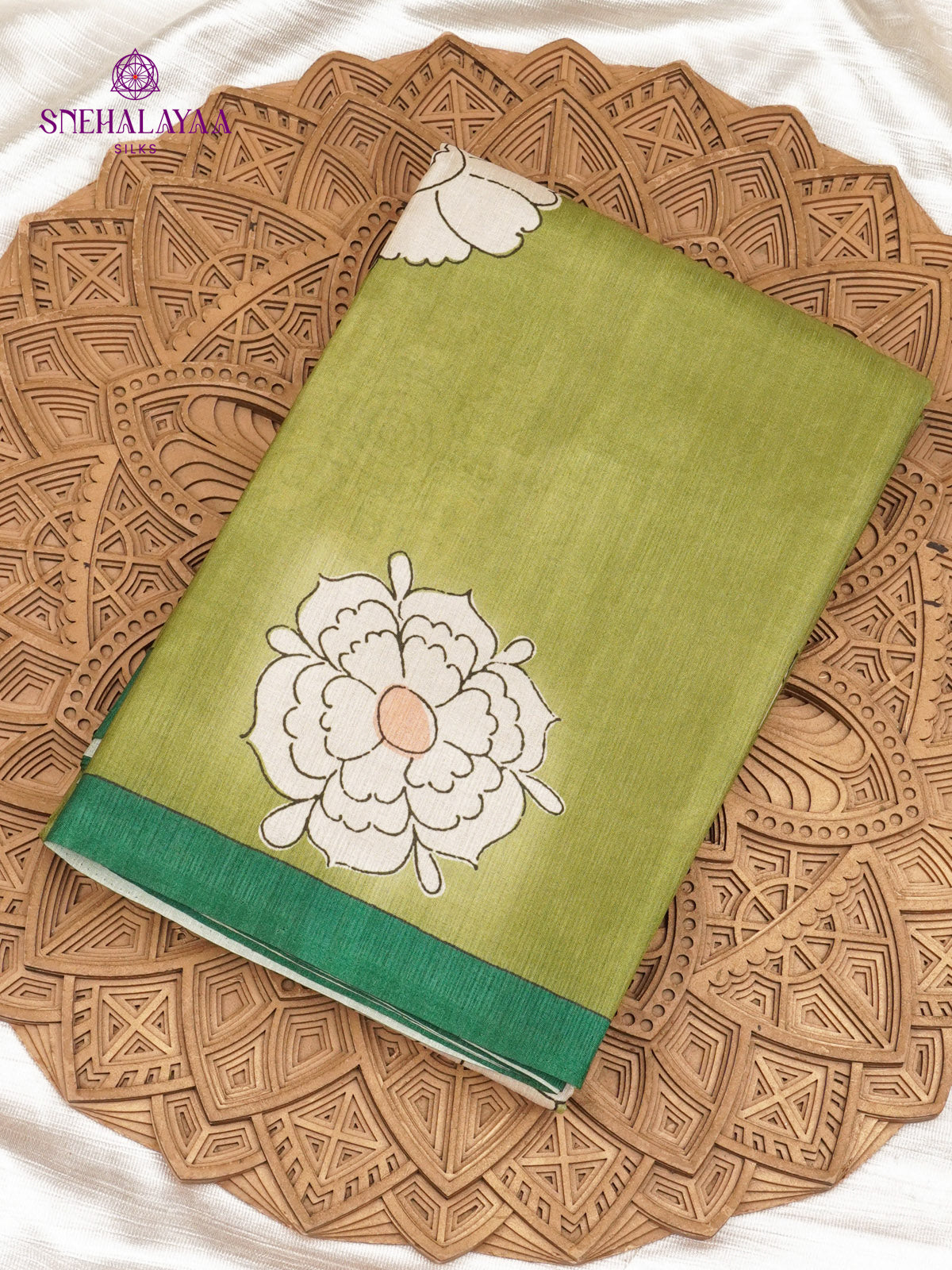Olive Green Tussar Saree