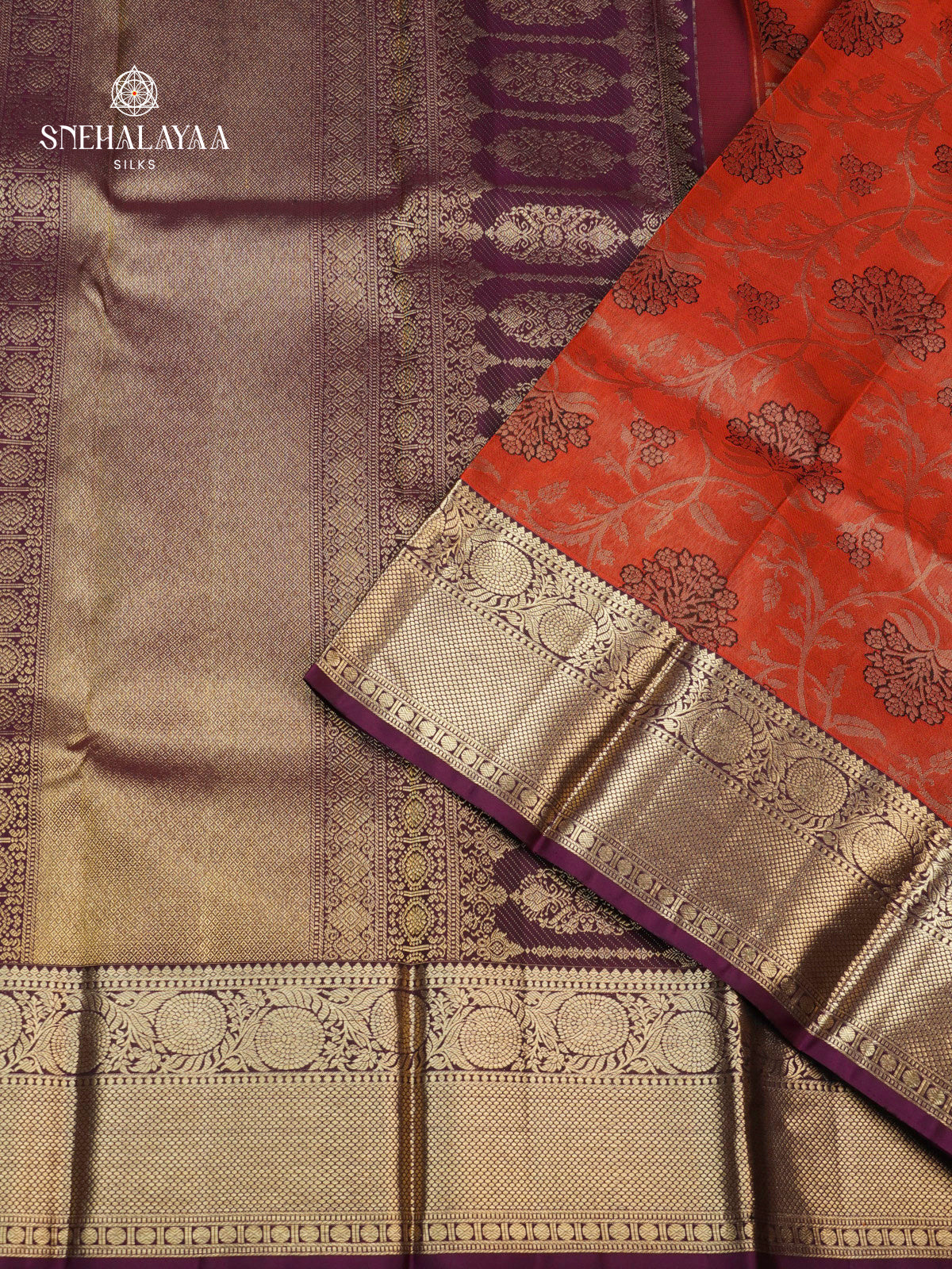 Rich Orange Kanjivaram Silk Saree
