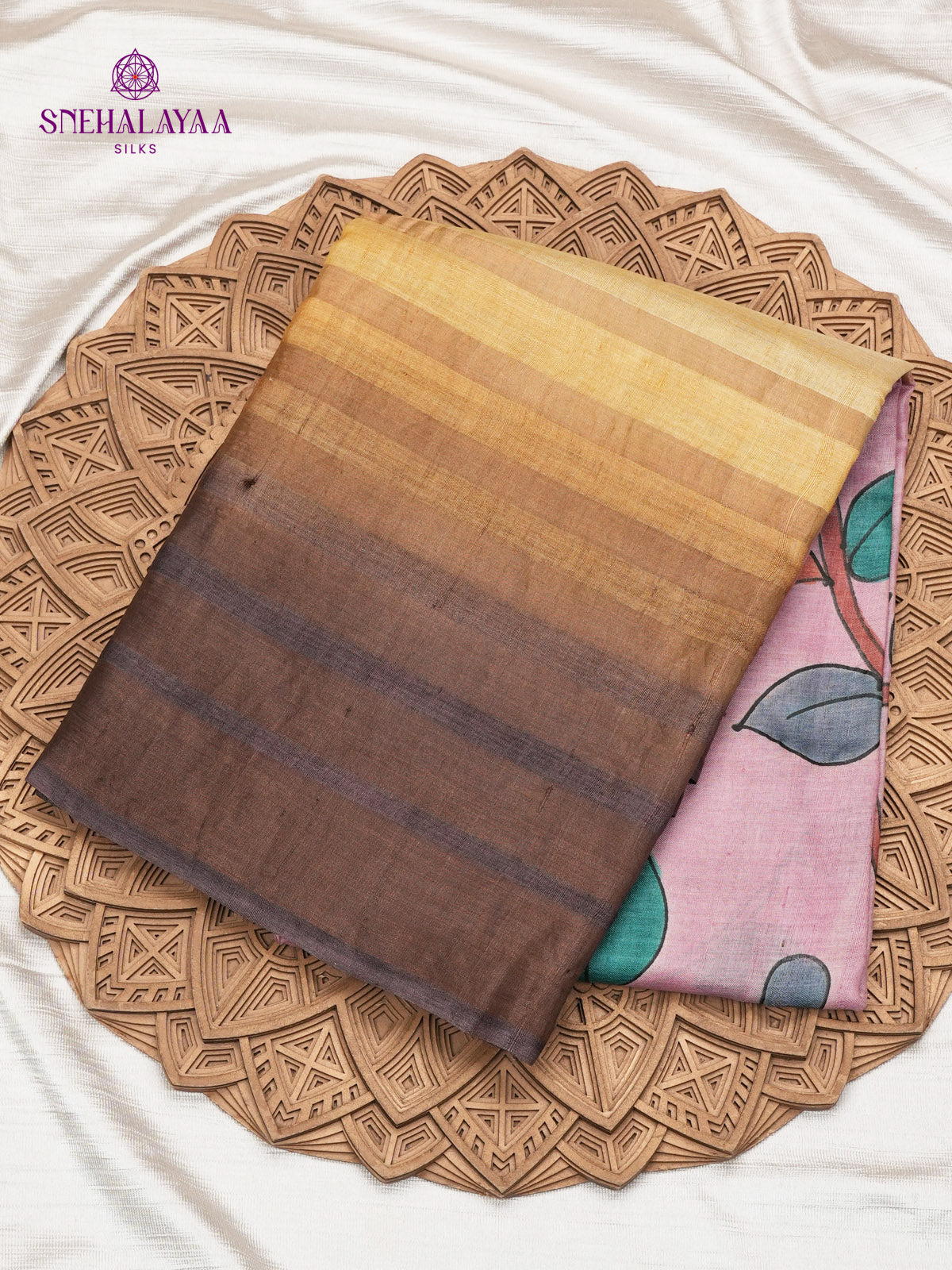 Pink Tussar Silk saree