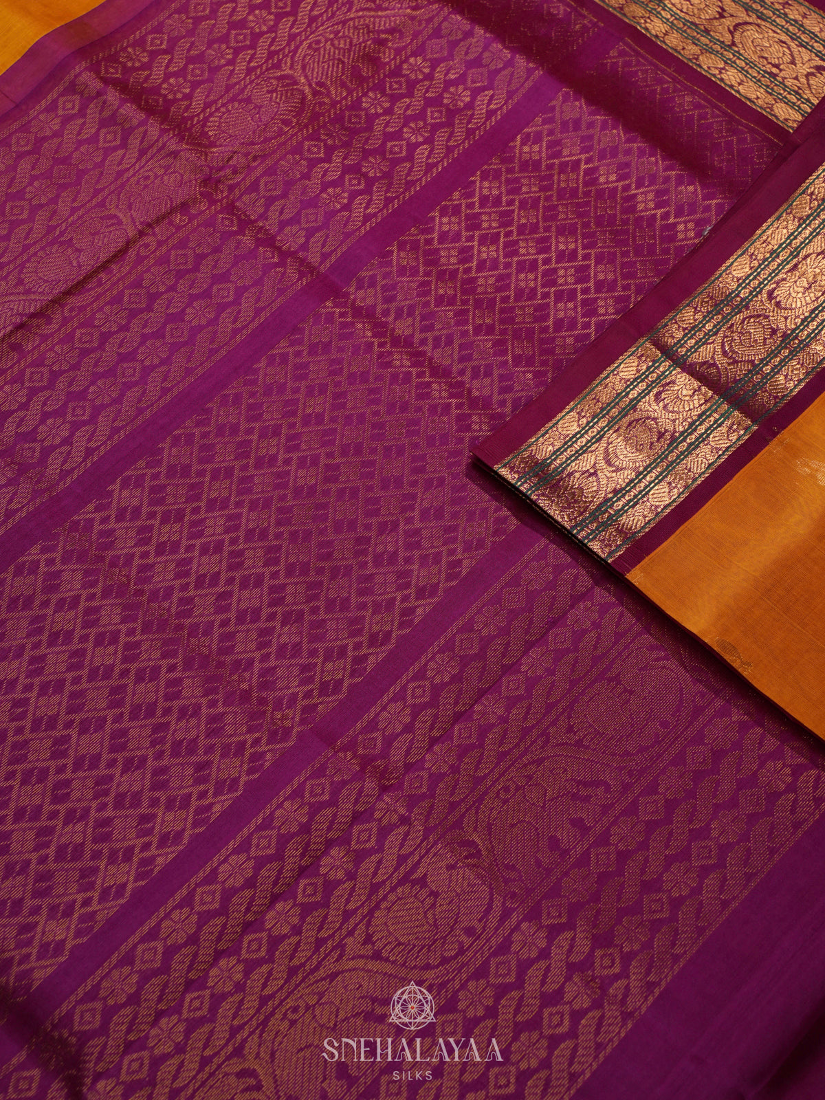 Orange Kanchi Silk Cotton Saree
