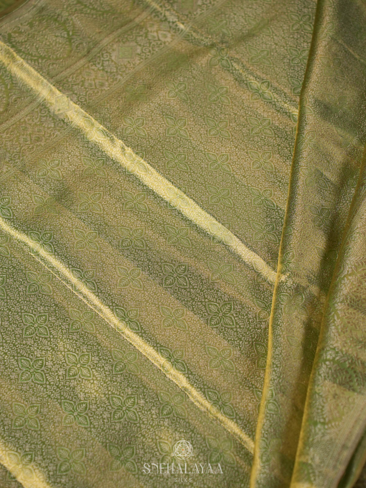 Lime Green Kanjivaram Silk Saree