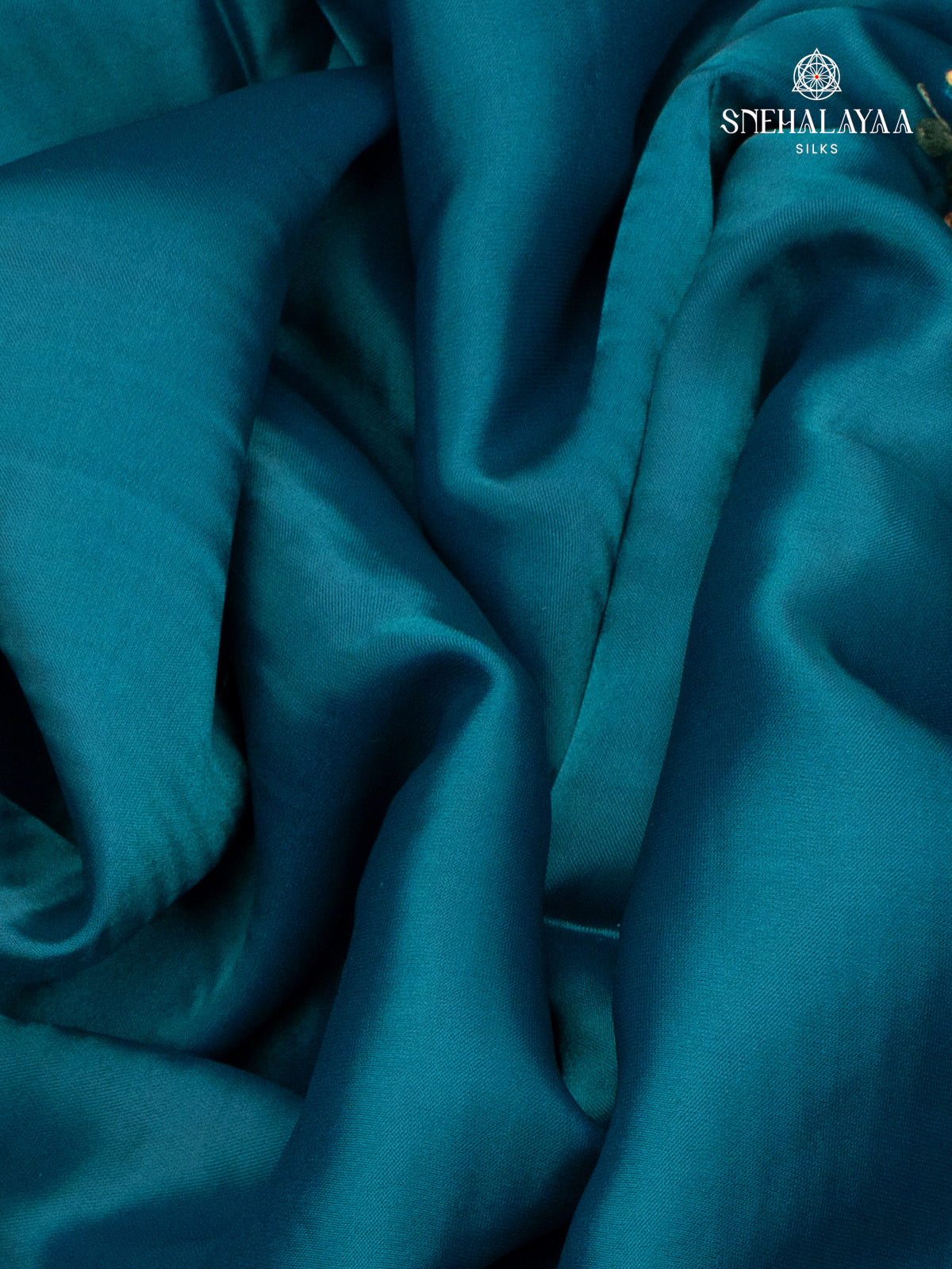 Blue Satin Embroidery Saree