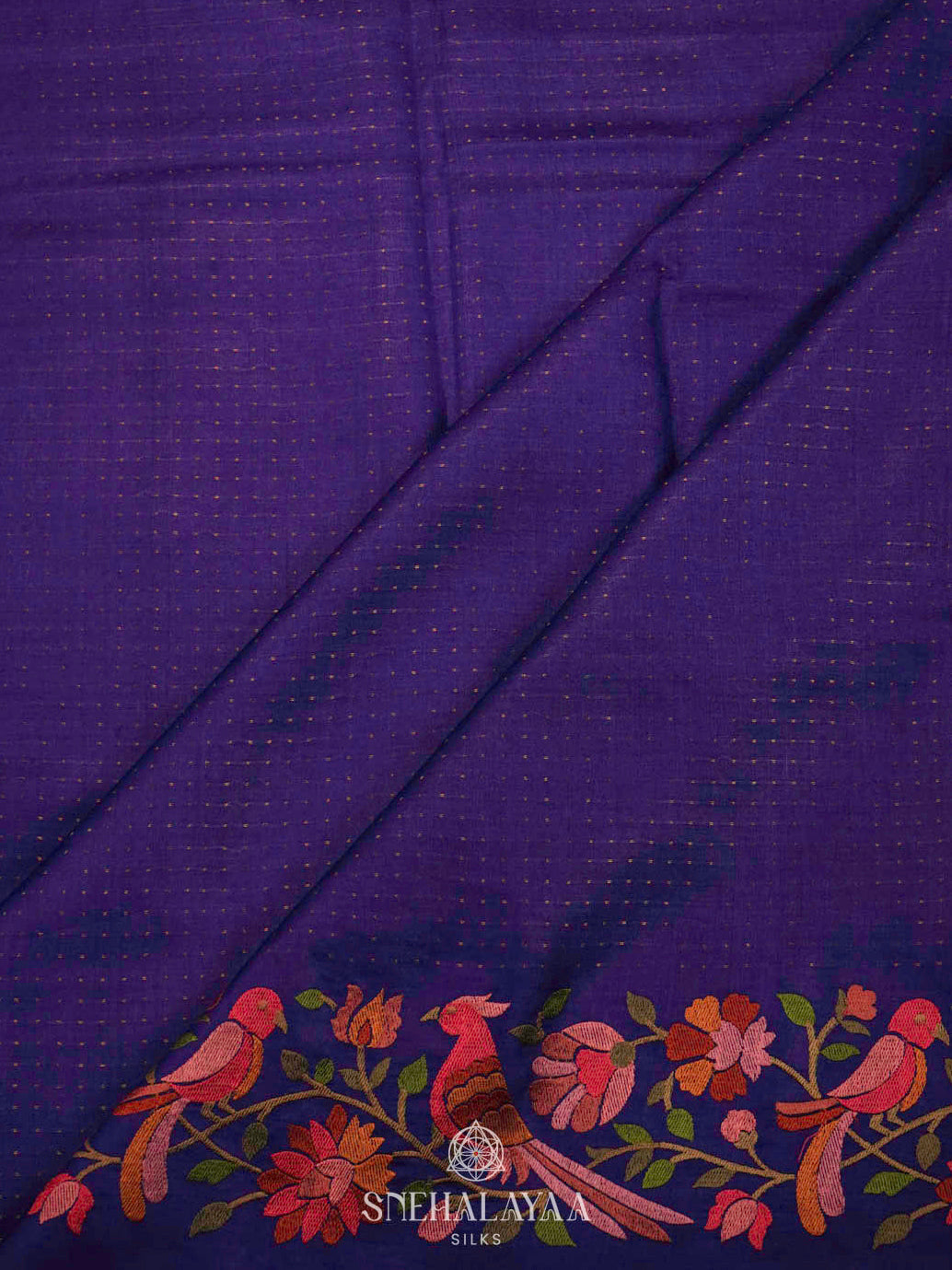Royal Blue Tussar Embroidery Saree