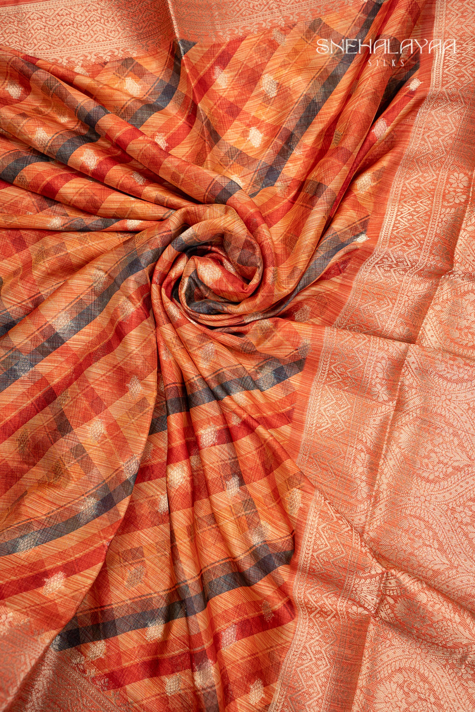 Orange Dola Silk Saree