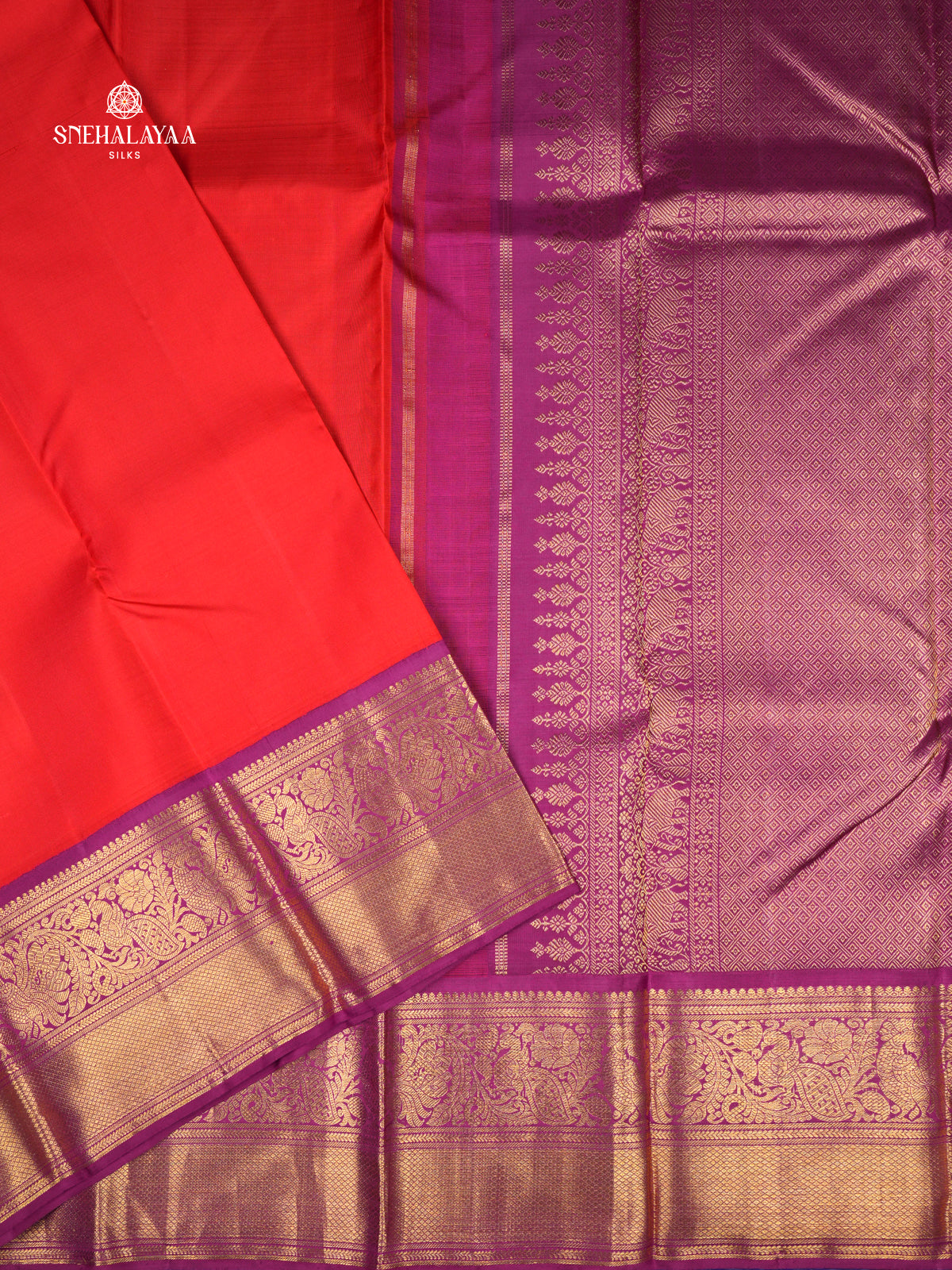 Rust Orange Kanjivaram Silk Saree