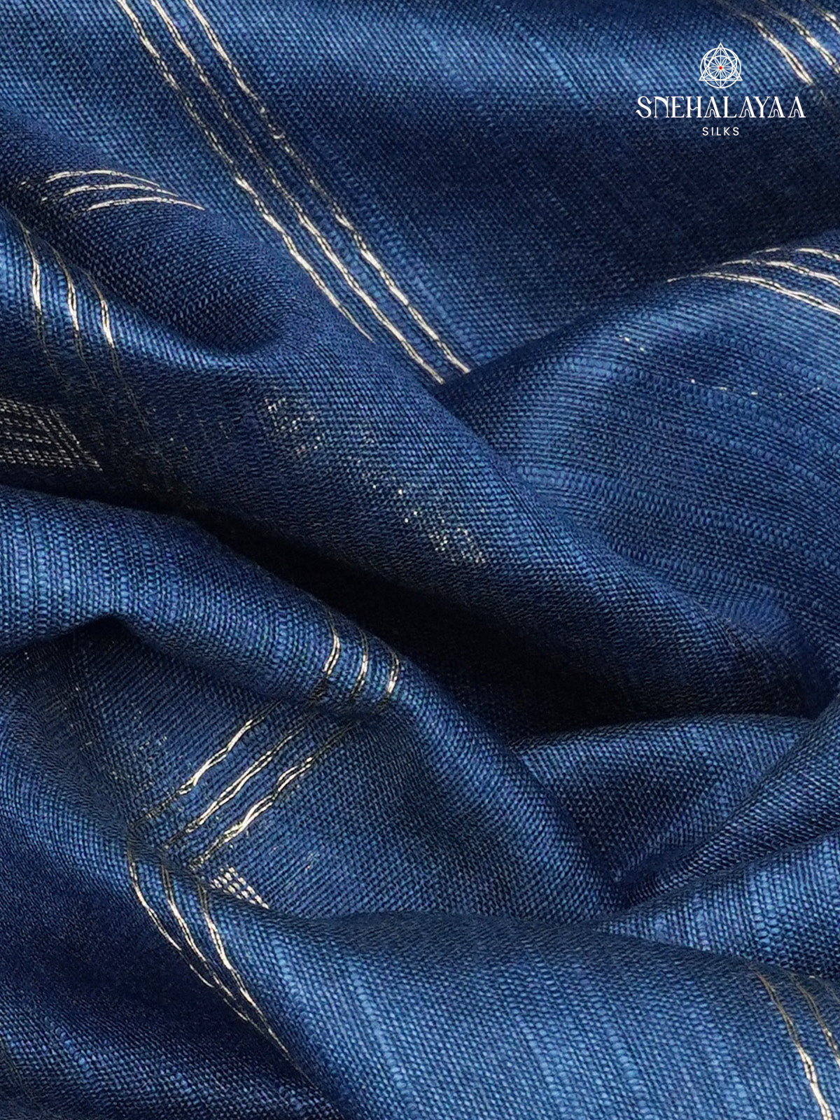 Navy Blue Bamboo Silk Saree