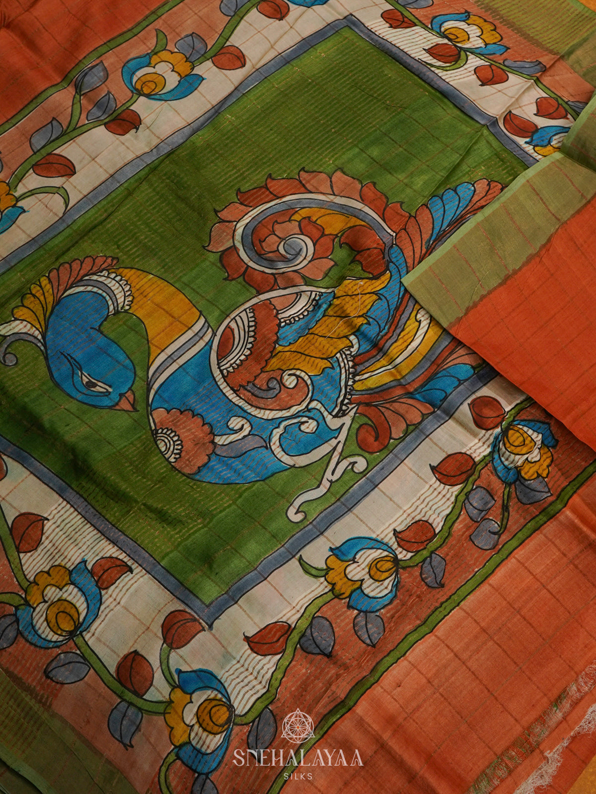 Orange Tussar Saree