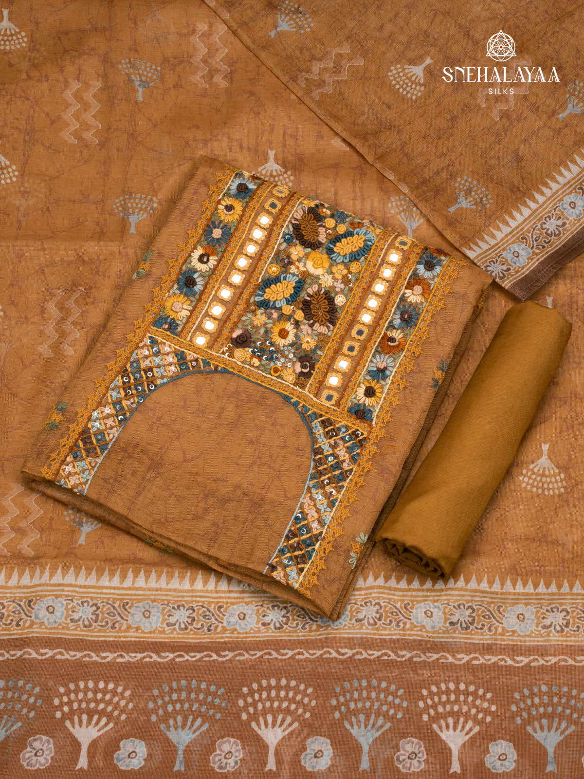 Brown Linen 3-Piece Salwar Suit Material