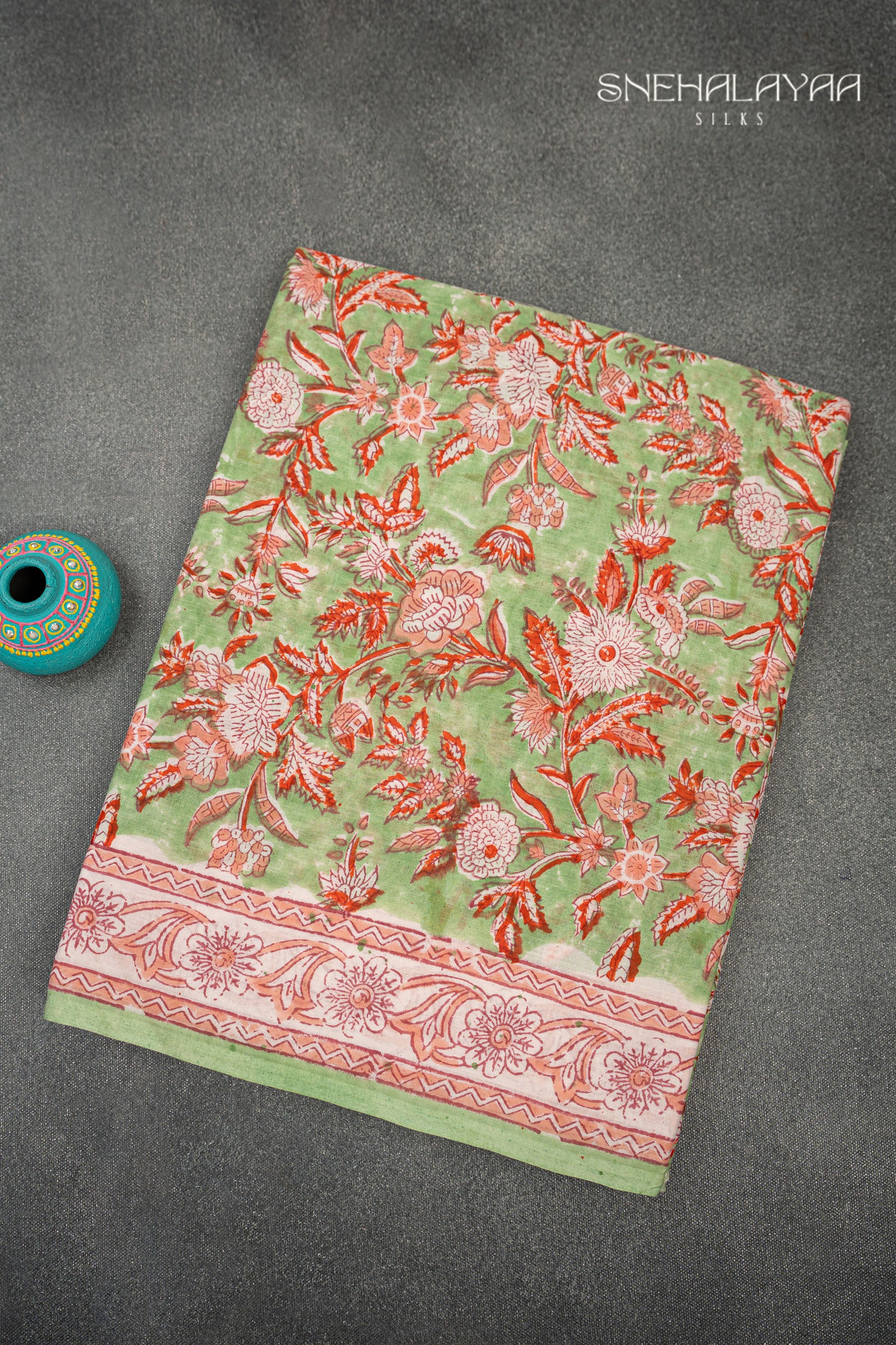 Olive Green Jaipur Cotton Saree