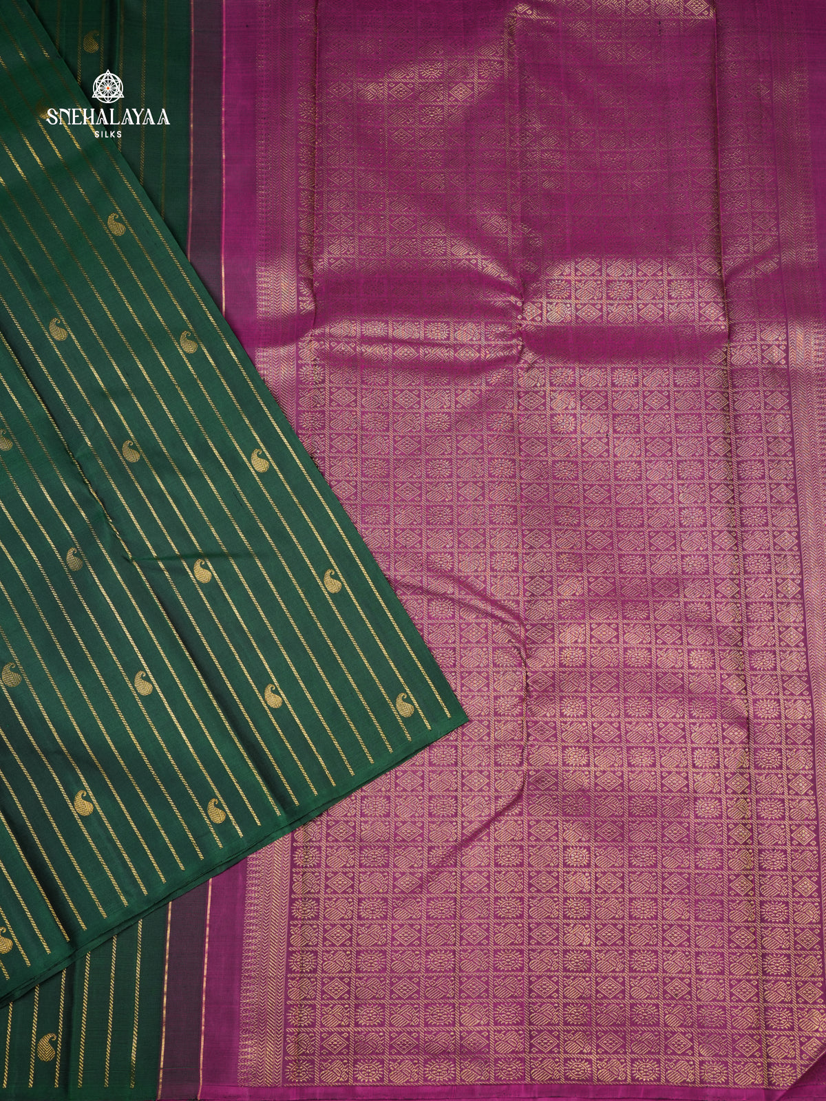 Bottle Green Kanjivaram Silk Saree
