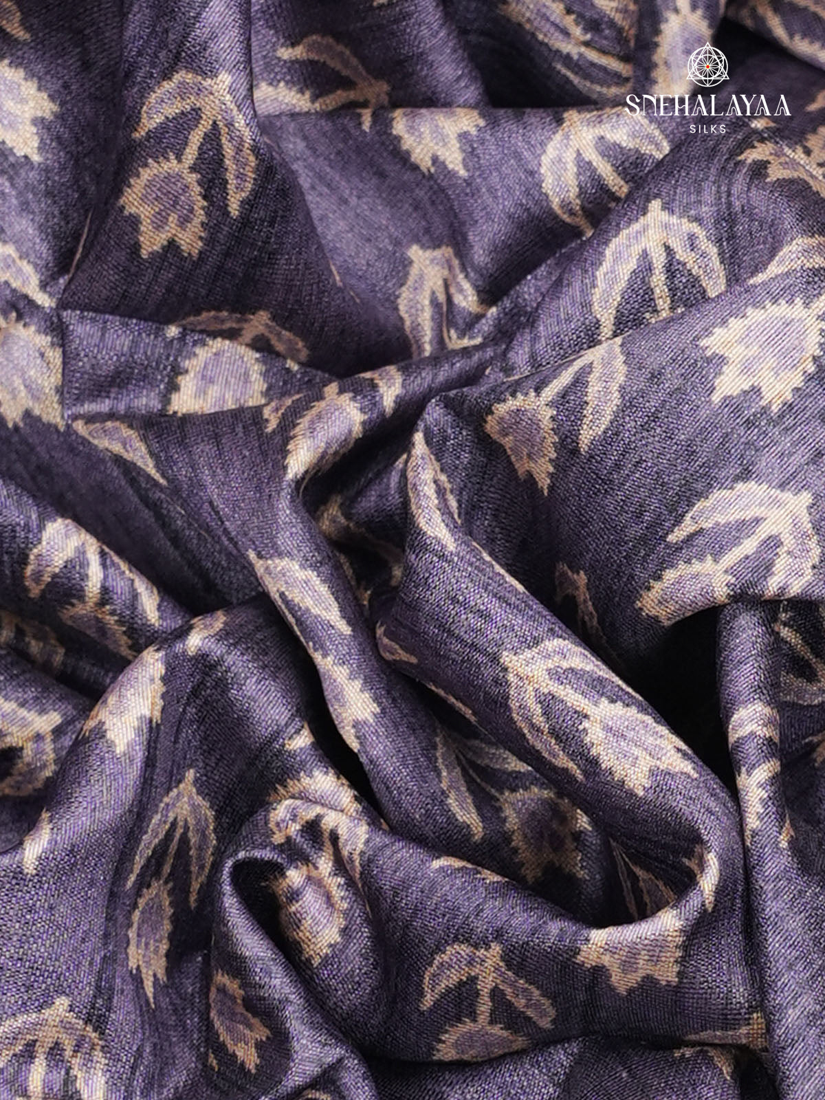 Purple Tussar Embroidery Saree