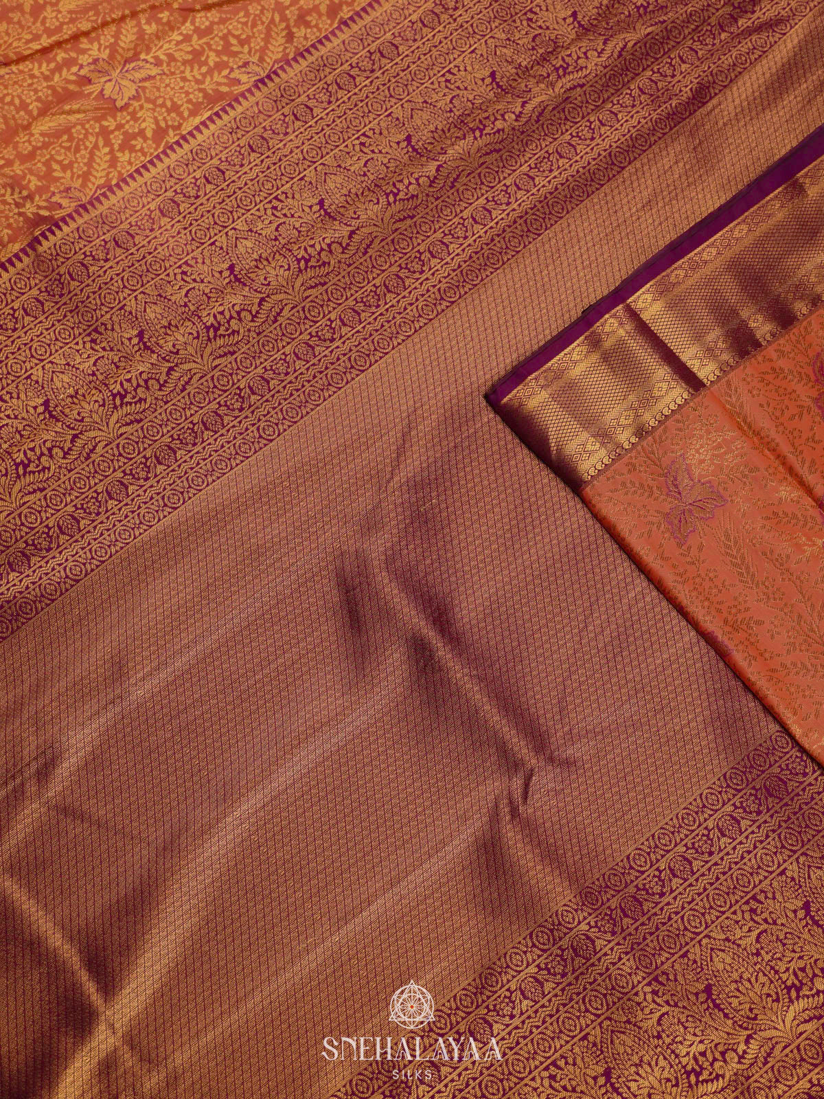 Orange Art Silk Saree