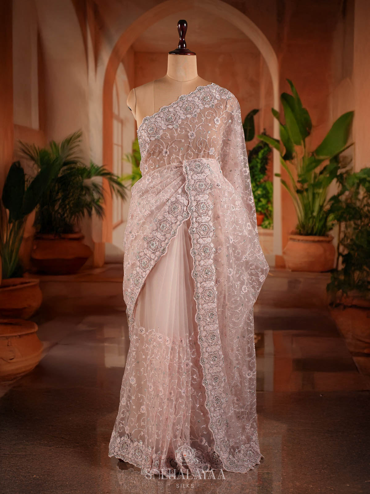 Pale Pink Designer Saree