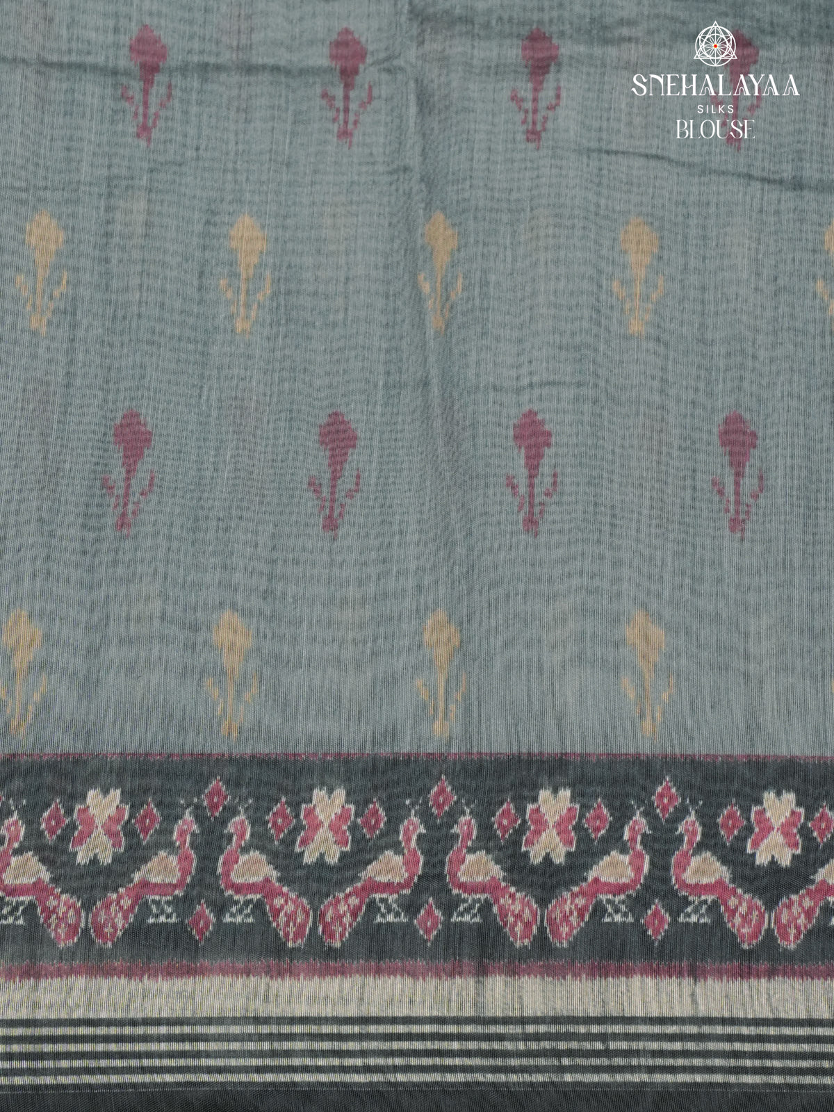 Grey Linen Embroidery Saree