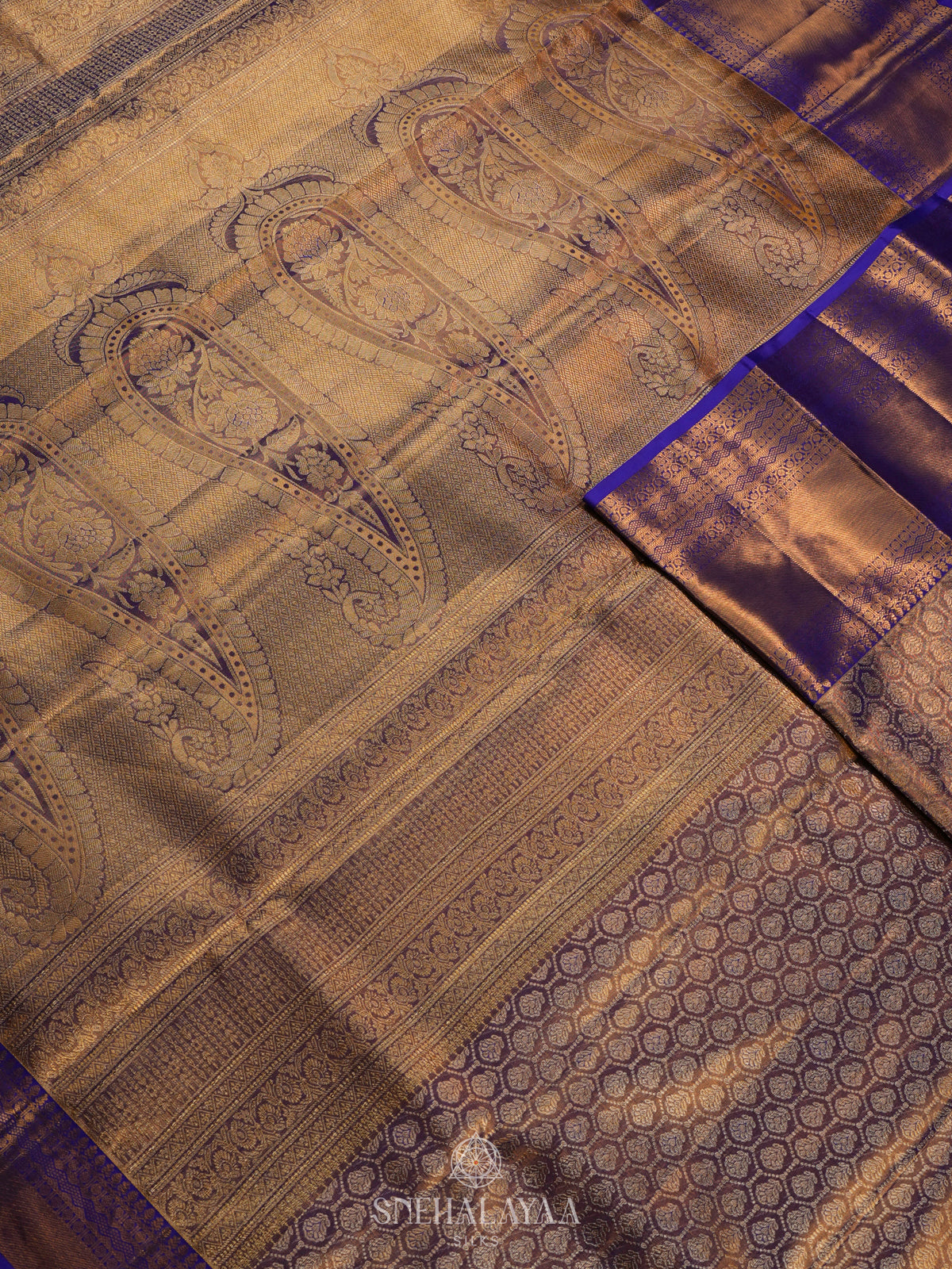 Golden Kanjivaram Silk Saree