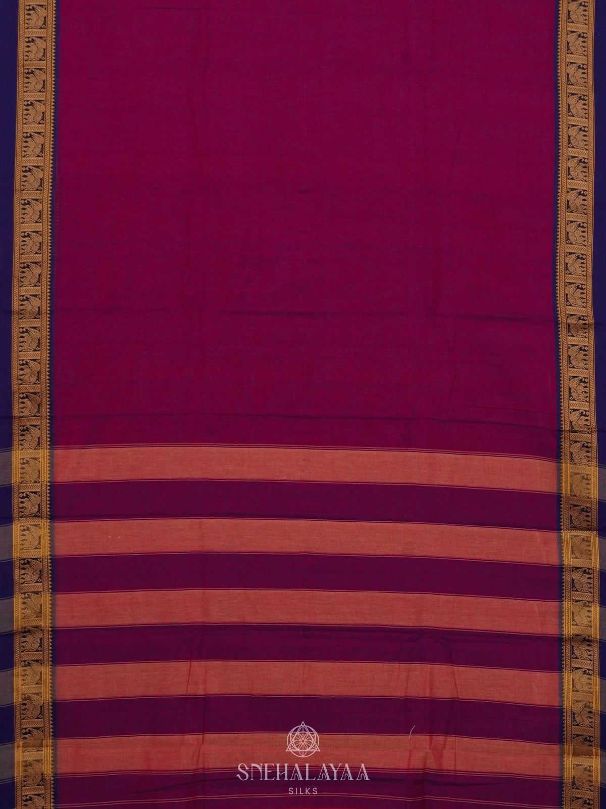 Magenta Narayanpet Cotton Saree without Blouse