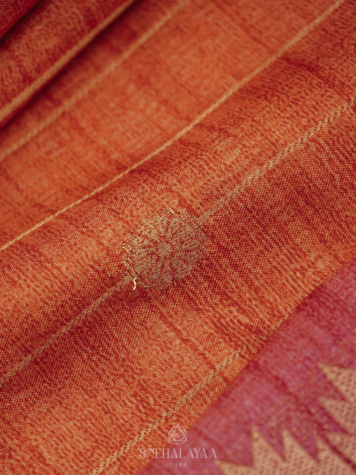 Rust Orange Tussar Saree