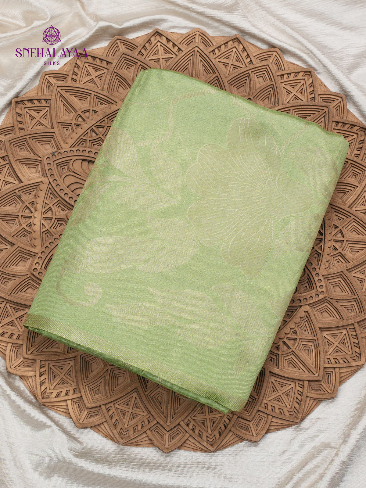 Pista Green Banaras Dola Silk Saree