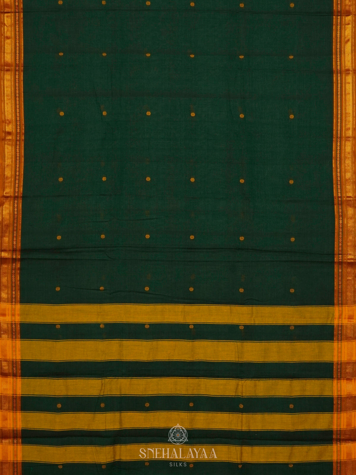 Green Narayanpet Cotton Saree without Blouse