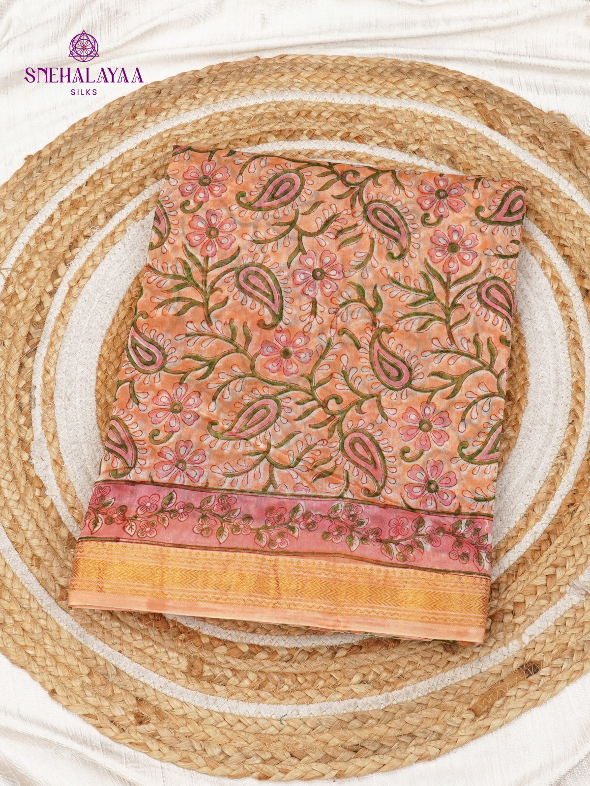 Peach Chanderi Saree