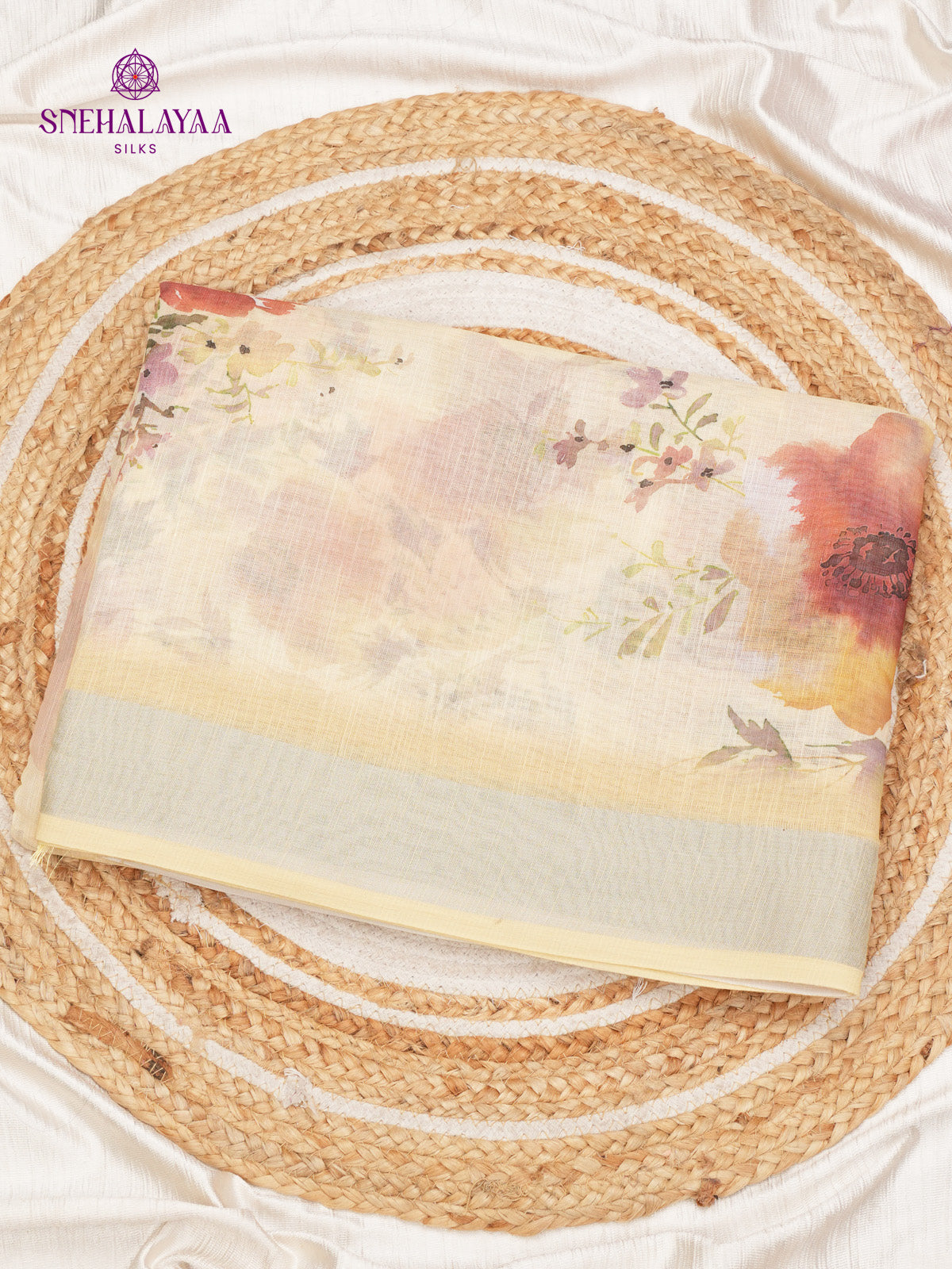 Sandal Printed Linen Saree