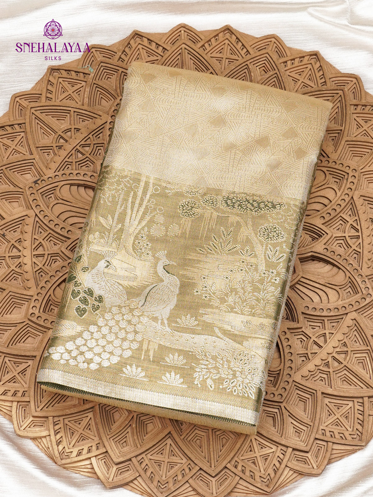 Cream Art Silk Saree