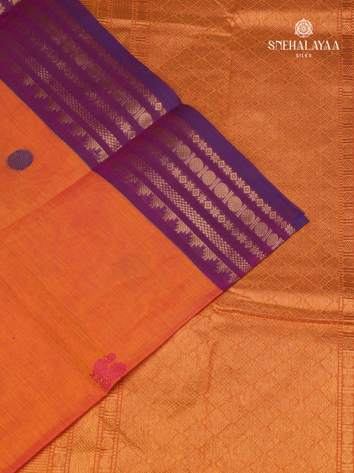 Rust Orange Kanchi Cotton Saree