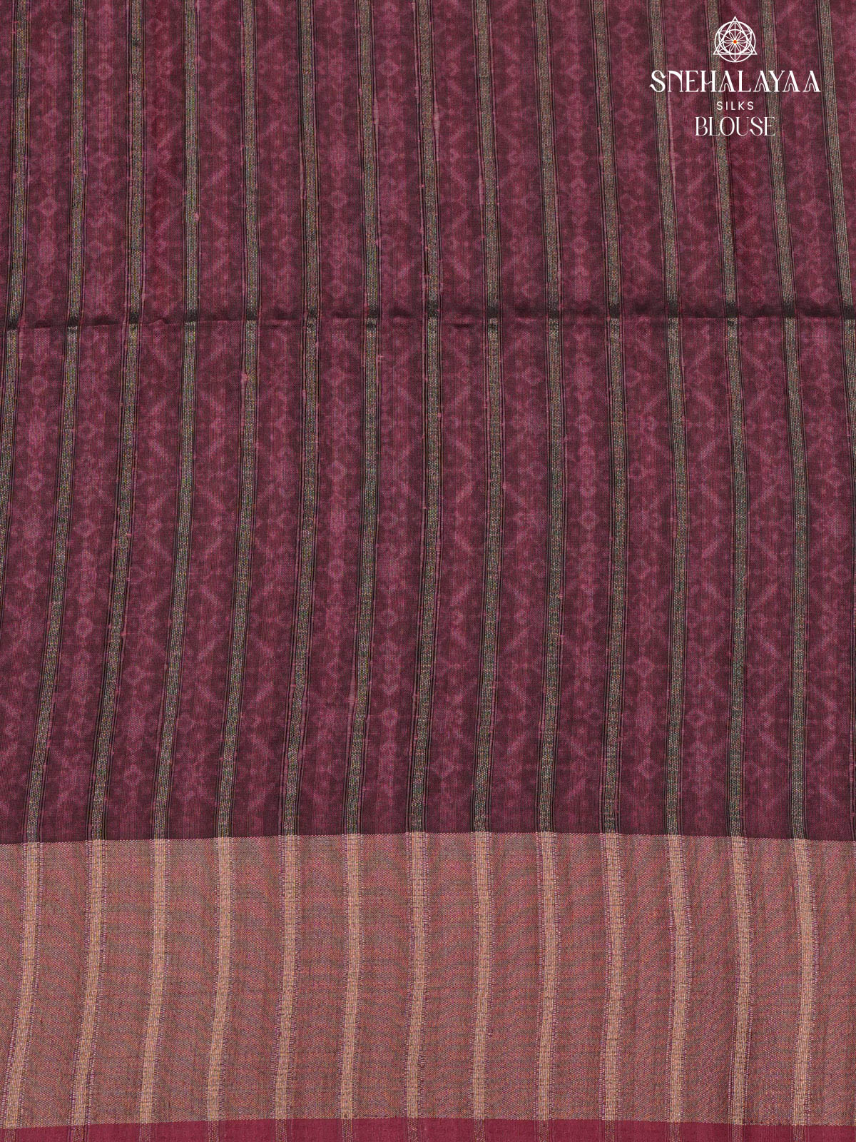 Wine Red Printed Tussar Saree