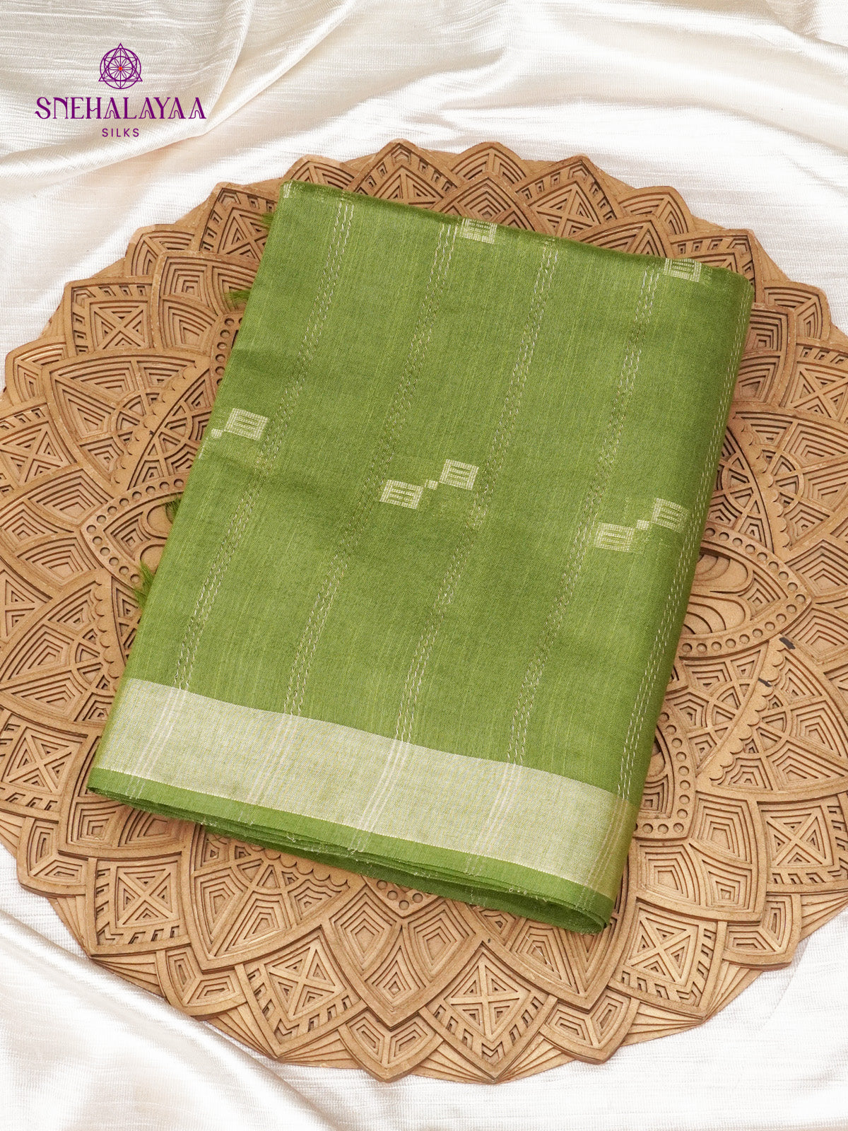Olive Green Bamboo Silk Saree