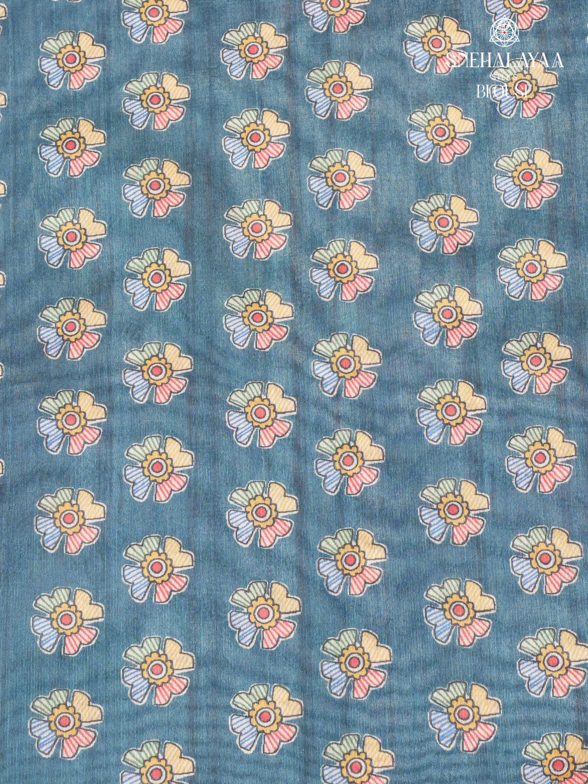 Teal Green Madhubani Printed Saree