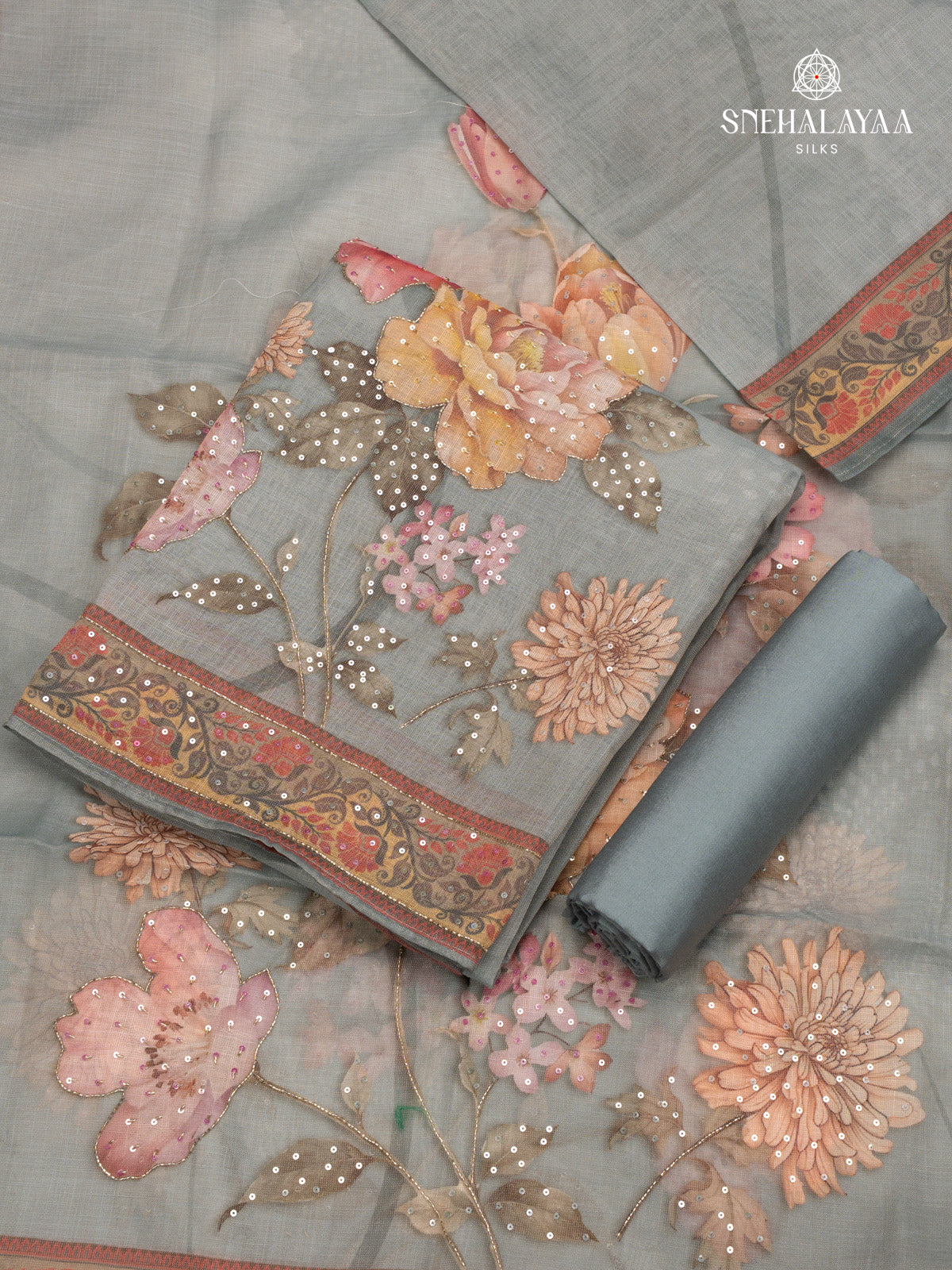 Green Linen 3-Piece Salwar Suit Material