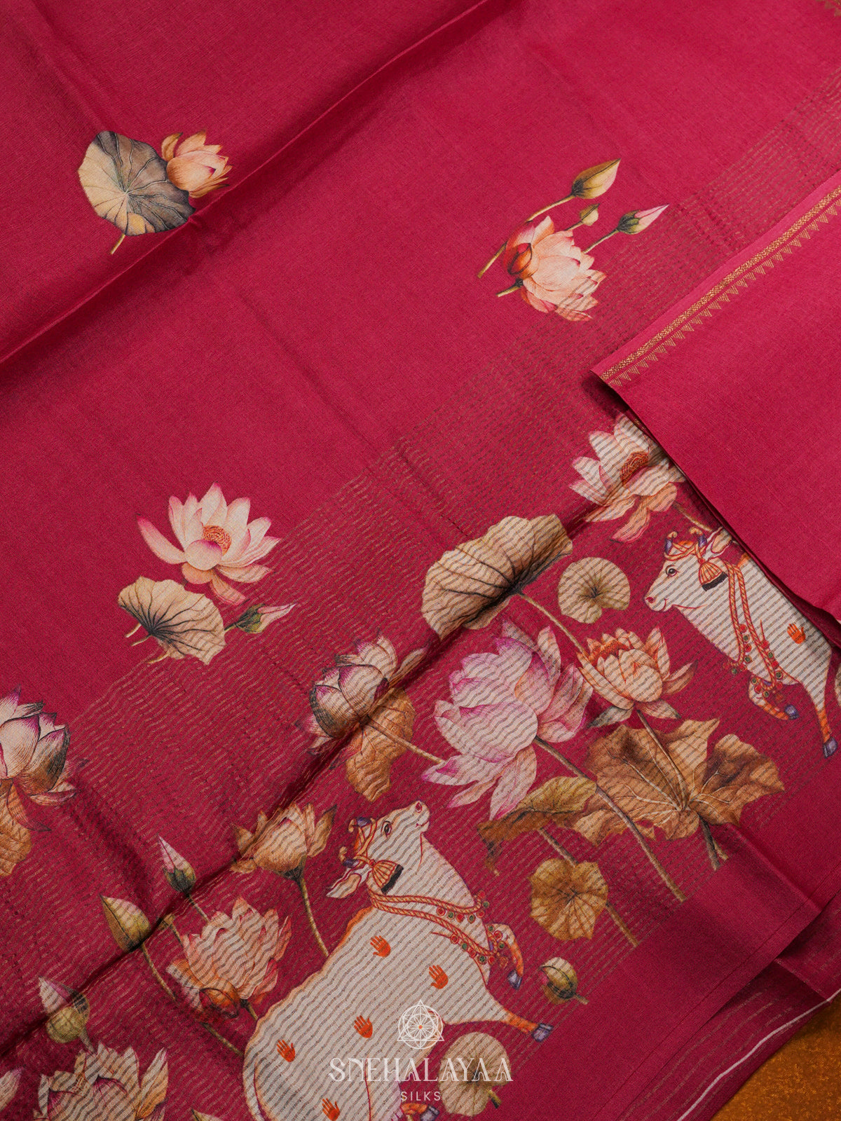 Pink Tussar Saree
